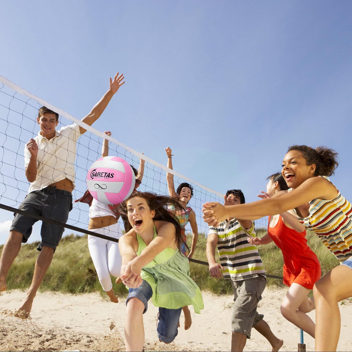 Balón de Voleibol Saretas Colorido Tamaño Oficial para Niñas y Jóvenes
