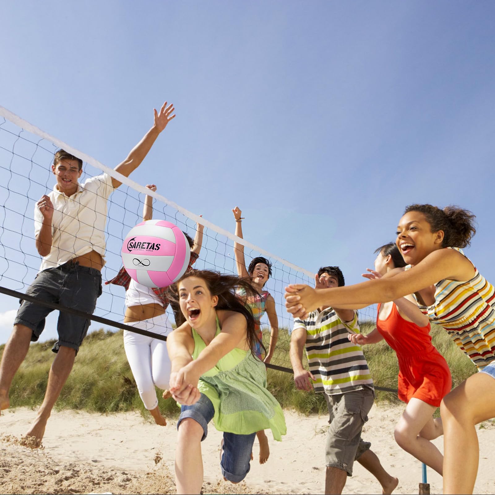 Balón de Voleibol Saretas Colorido Tamaño Oficial para Niñas y Jóvenes