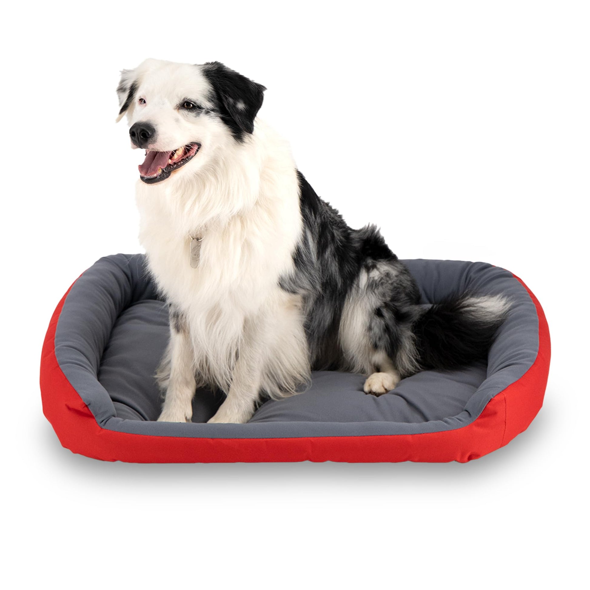 Cama para Perro PETS APPAREL HILLS Roja y Gris, Resistente y Confortable, con Relleno Suave