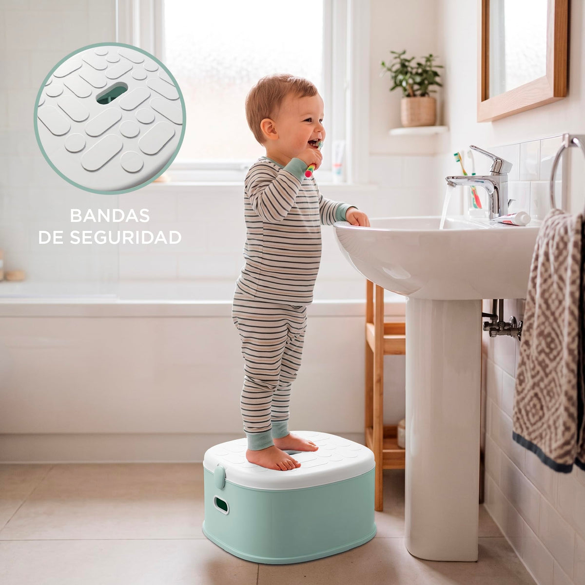 BEBBLY Bañito Entrenador Infantil 3 en 1, Bacinica, Asiento Reductor y Banco con Almacenamiento Antiderrapante para Niños de 6 Meses a 3 Años, Fácil de Limpiar, para Aprender a ir al Baño (Verde)