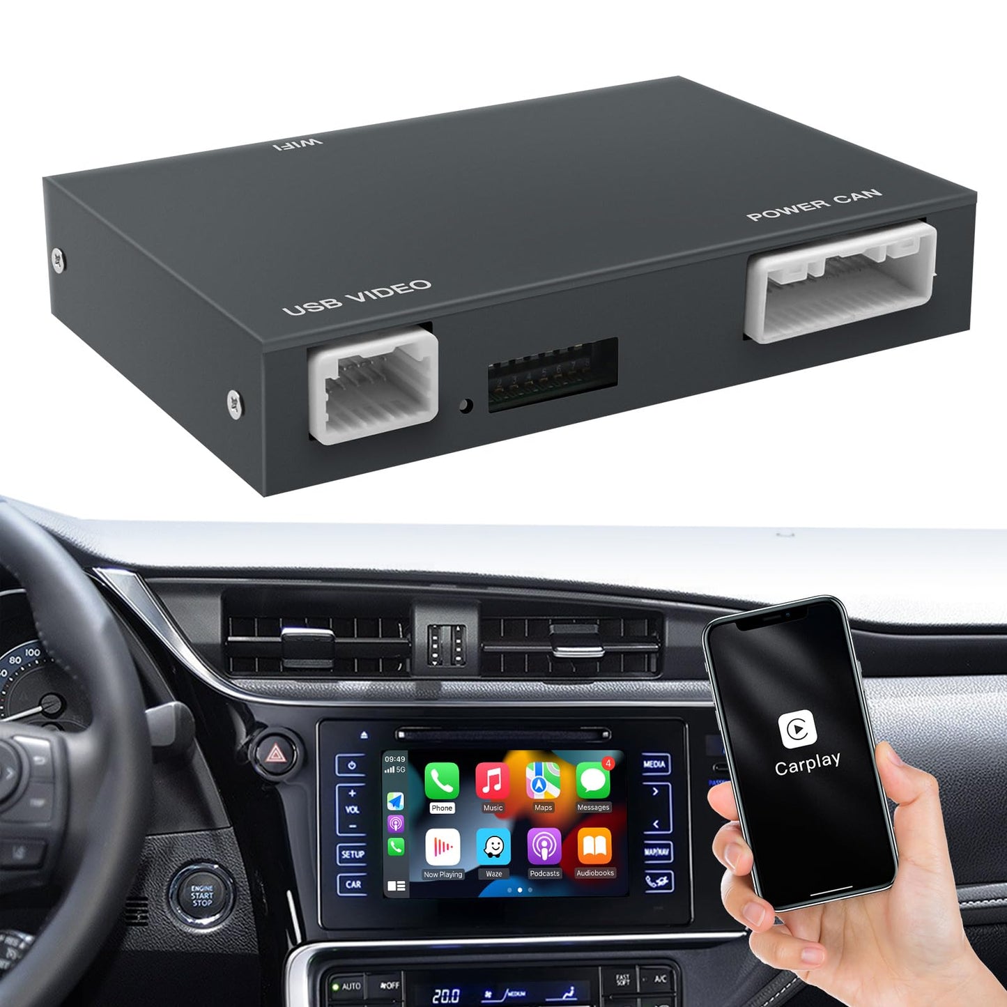 CARabc Wireless Carplay Retrofit Kit Decodificador para Toyota Tundra 2014-2019, Compatible con Android Auto, duplicación, navegación, actualización de firmware