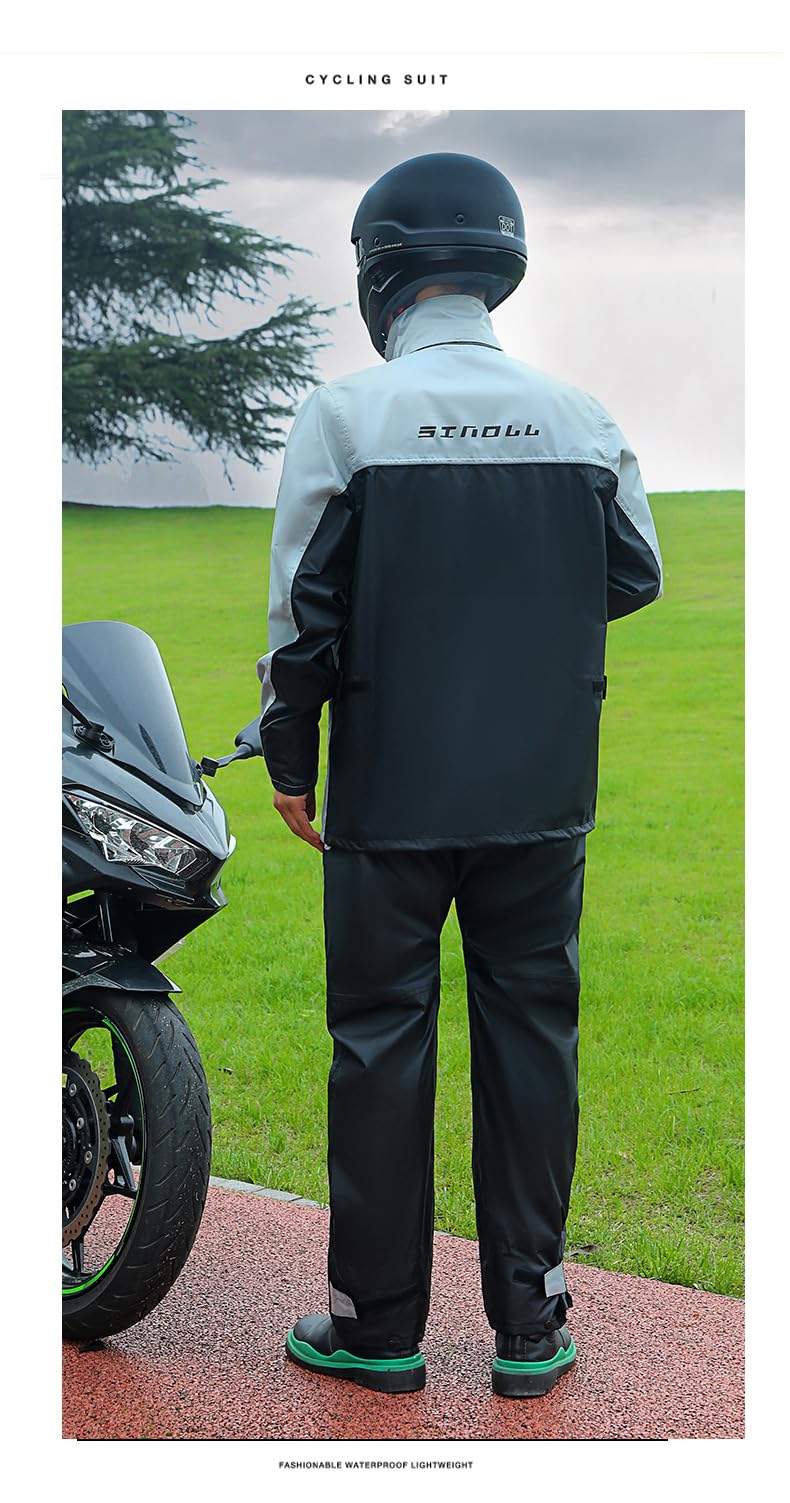Traje Impermeable SINOLL Reflectante Motocicletas con Fundas Ocultas para Hombre y Mujer