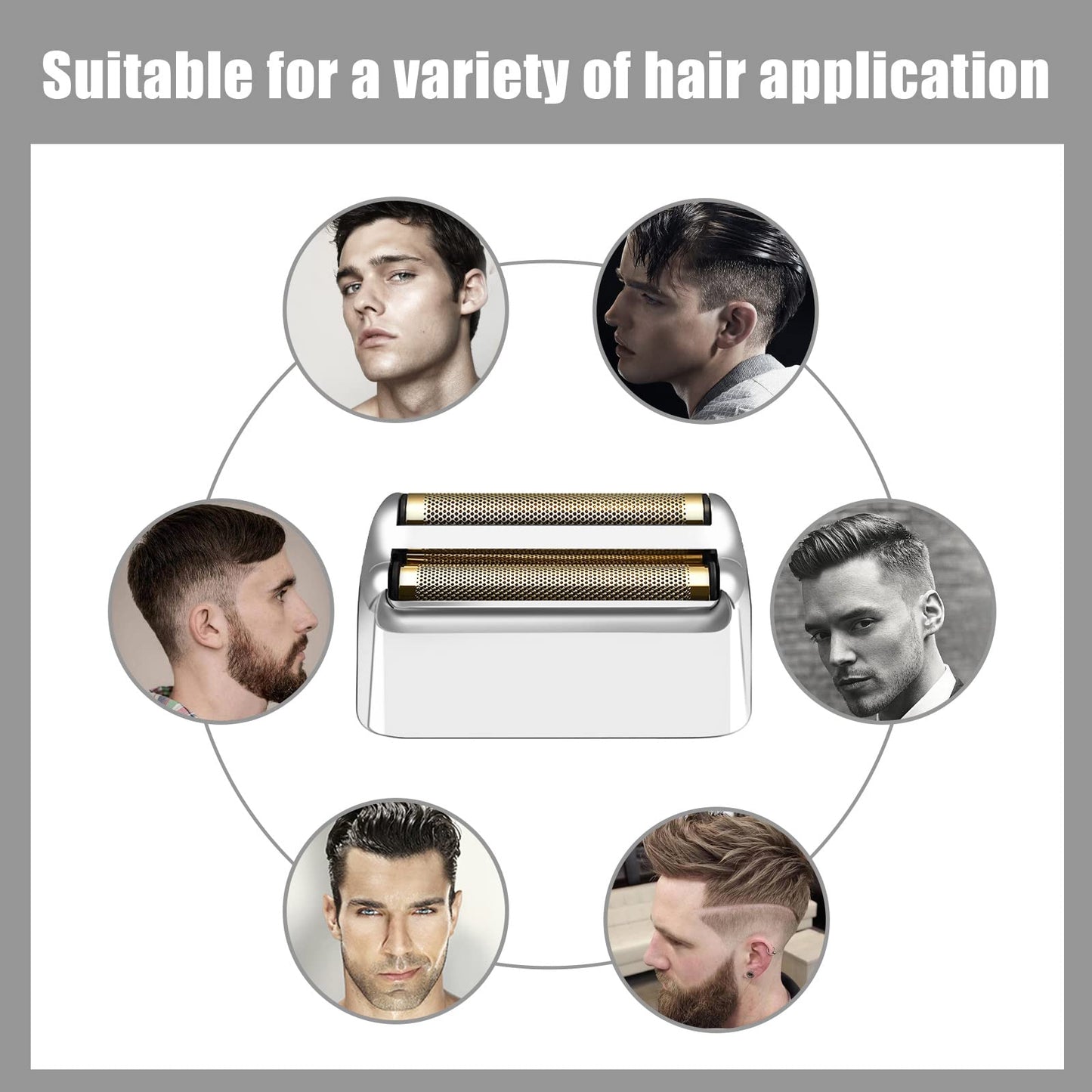 Hoja de repuesto y cortadores de afeitadora compatibles con BaBylissPRO Barberology Double FXFS2 (plata)