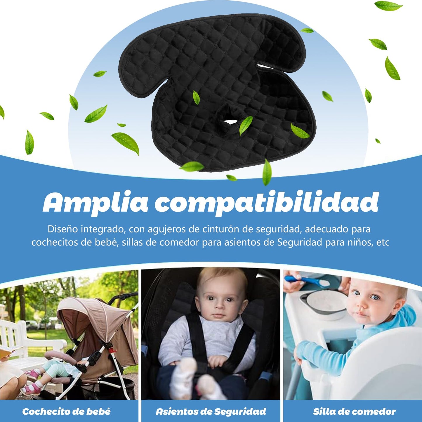 LAIXIAO Piddle Pad Protector Asiento Coche Bebé, Impermeable, Antideslizante, Lavable. Ideal para derrames, Fugas pañales, Entrenamiento Inodoro. Apta Asientos y carriolas (Negro)