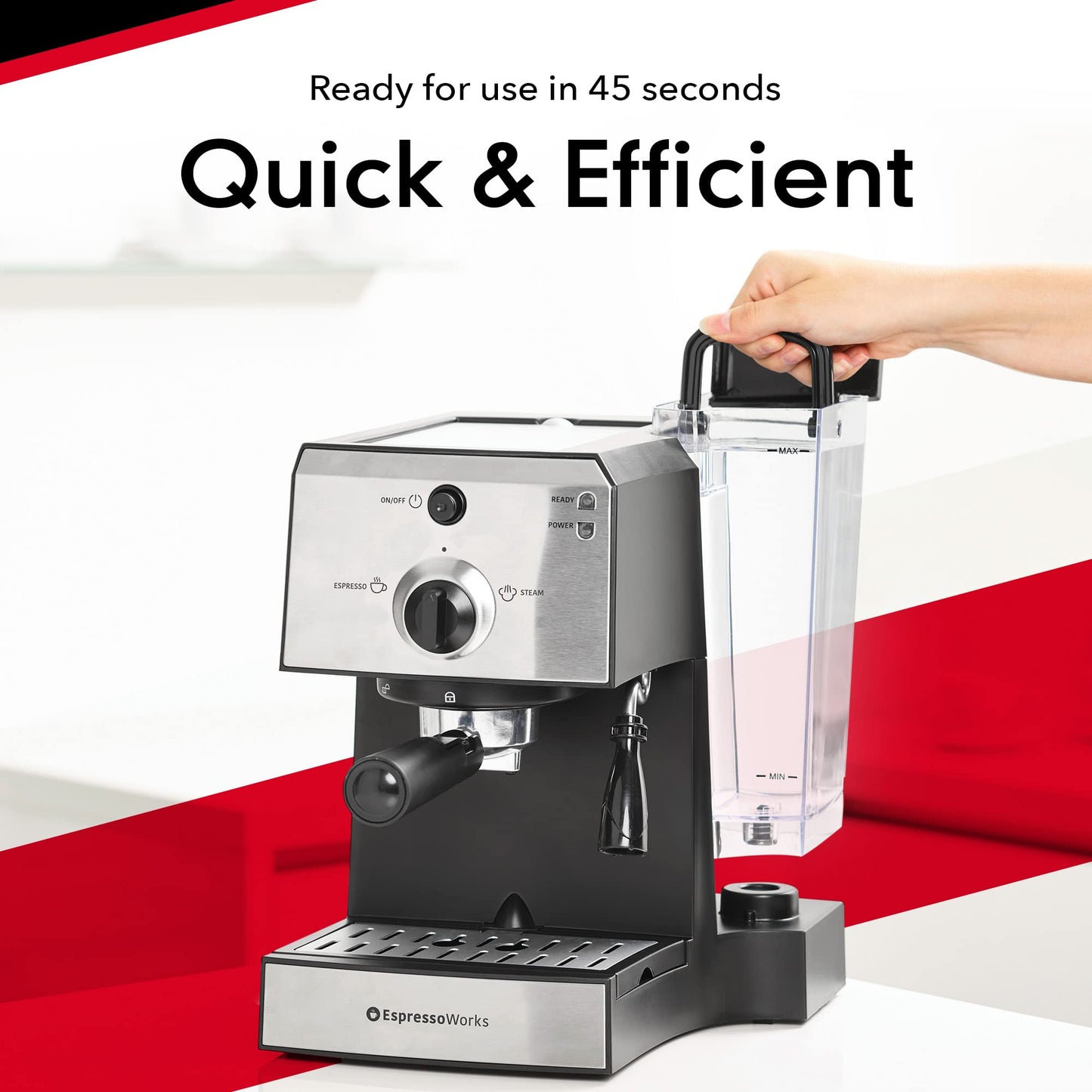 Máquina de Espresso y Cappuccino Barista Empaque Completo EspressoWorks Acero Inoxidable