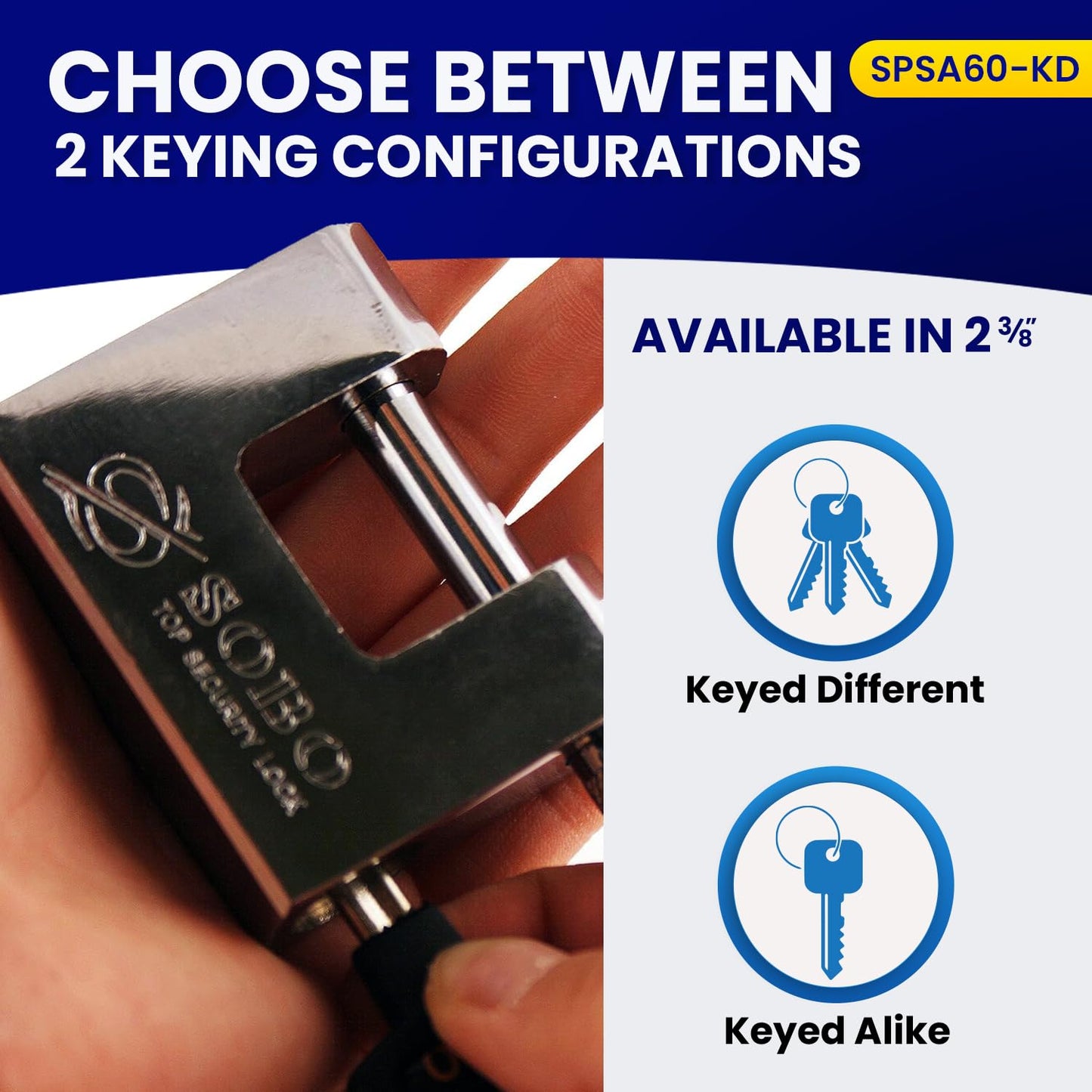 Candado de Seguridad en D Sobo Cromado 0.95 cm con Clave Diferente