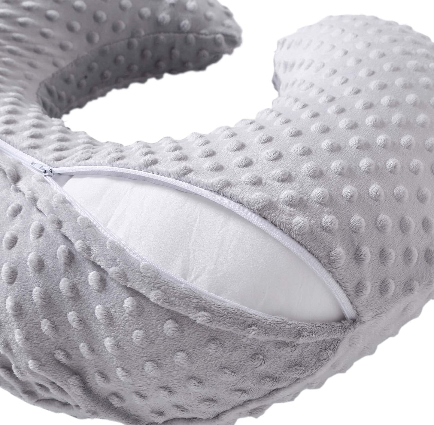 QUENESS Almohada y posicionador para lactancia, para alimentación con pecho y biberón, soporte para sentarse del bebé con cubierta ultra suave removible, soporte para tiempo boca abajo para bebés