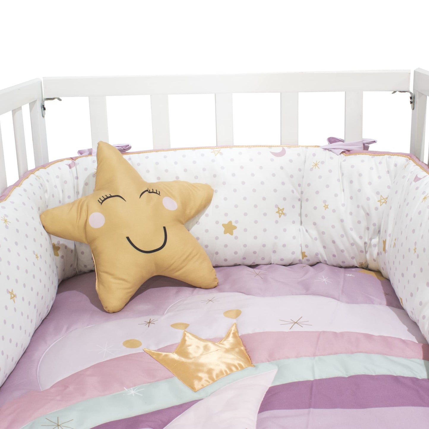 CARY | Bambineto Princesa Luna Mini Cuna Niña Seguro y Acogedor Diseño de Luna, Lavanda