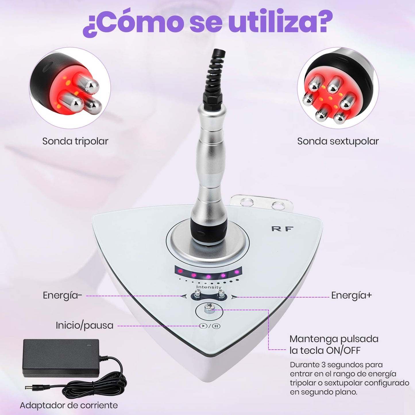 Máquina De Radiofrecuencia Facial Corporal, Instrumento De Belleza Antiarrugas Multifuncional, Con Sistema RF, La Piel Arrugas/Pecas/Granos/Removedor De Acné y Las Bolsas De Los Ojos
