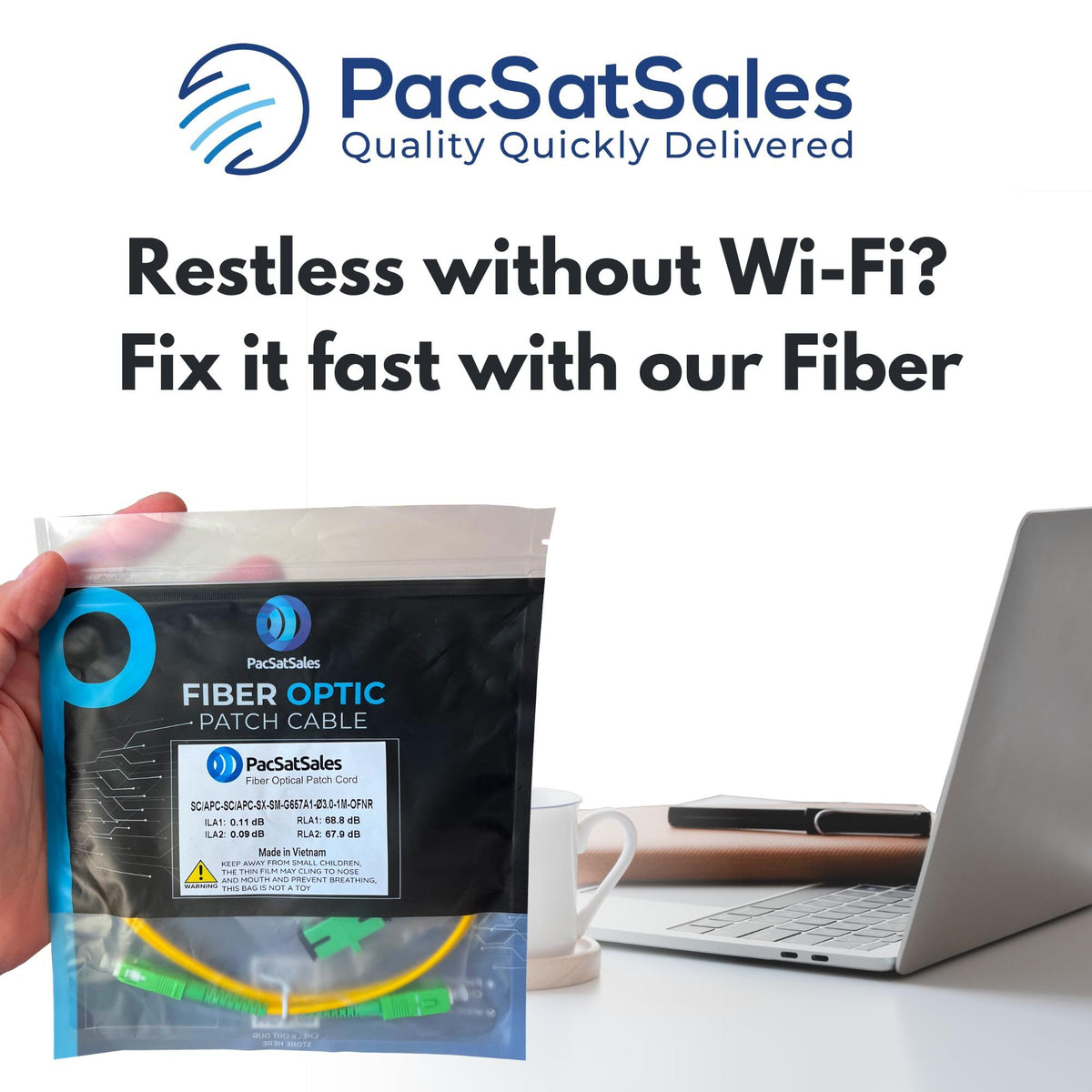 Cable de Fibra Óptica PacSatSales Verde Monomodo SC/APC 10 m para Internet Doméstico