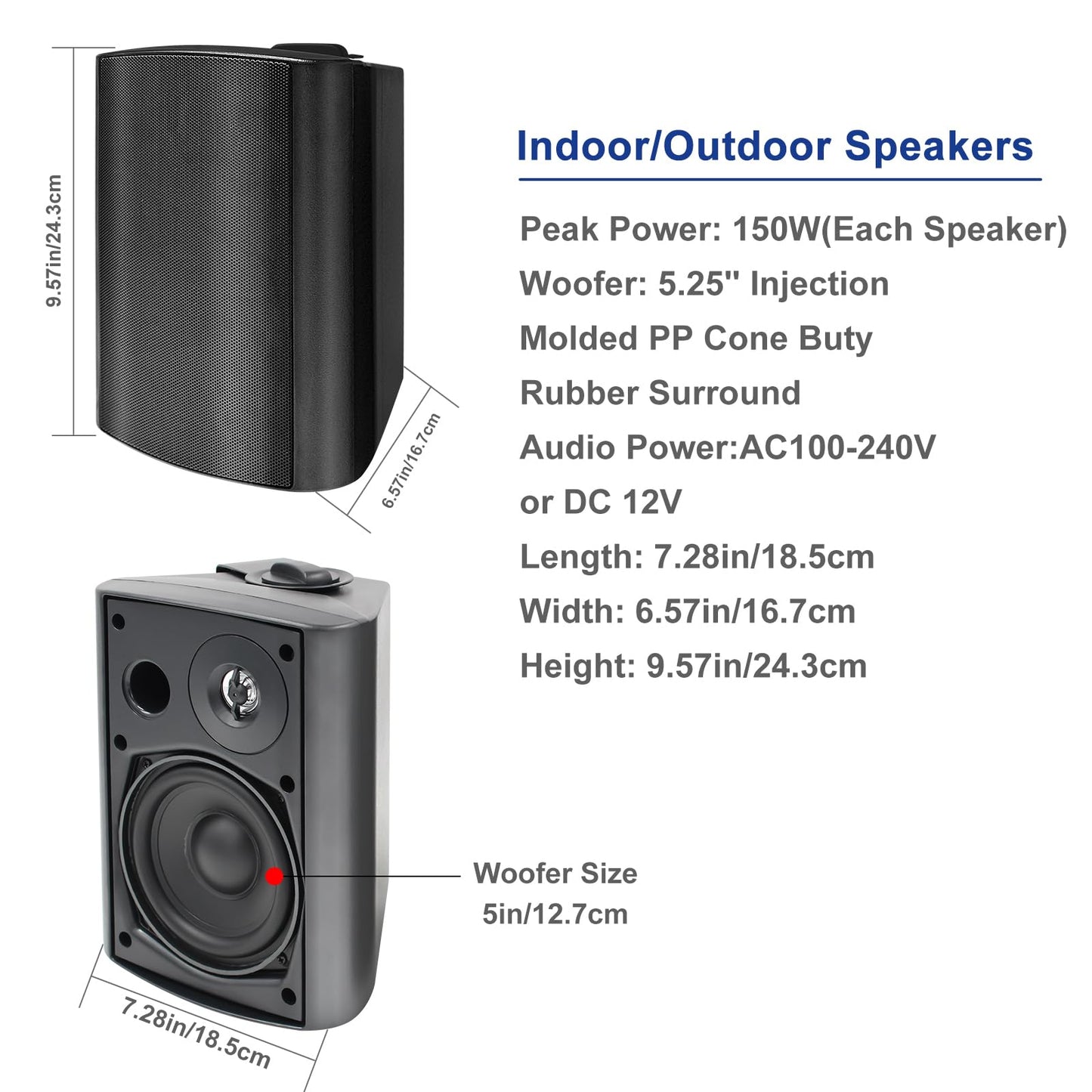 STUDIOFINIX Altavoces de 5.25 Pulgadas, 600 vatios para Interiores y Exteriores, con cúpula estéreo Superior,Compatible con Bluetooth (4 Altavoces)