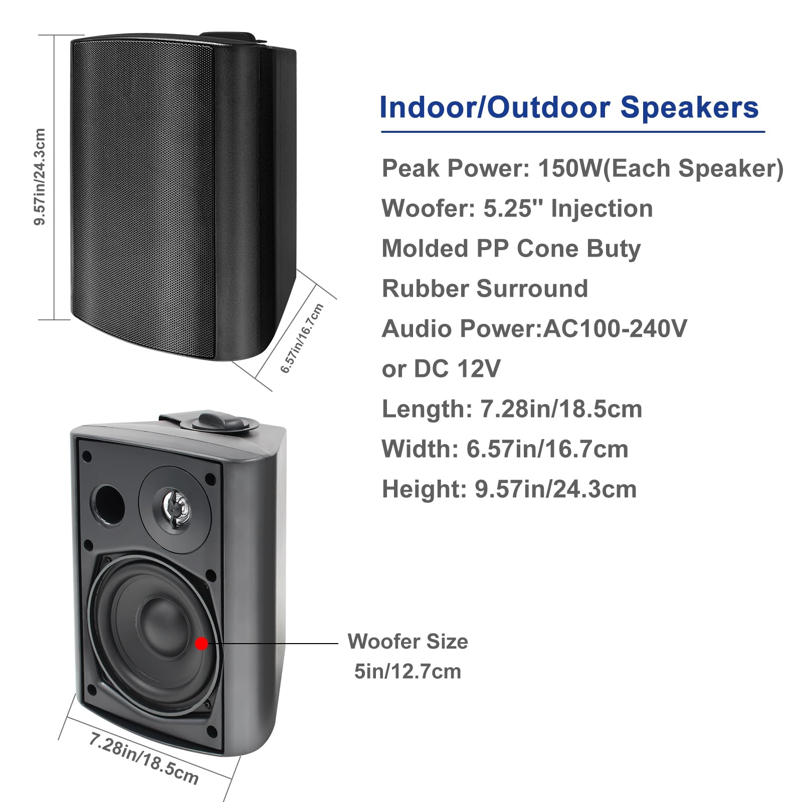 STUDIOFINIX Altavoces de 5.25 Pulgadas, 600 vatios para Interiores y Exteriores, con cúpula estéreo Superior,Compatible con Bluetooth (4 Altavoces)