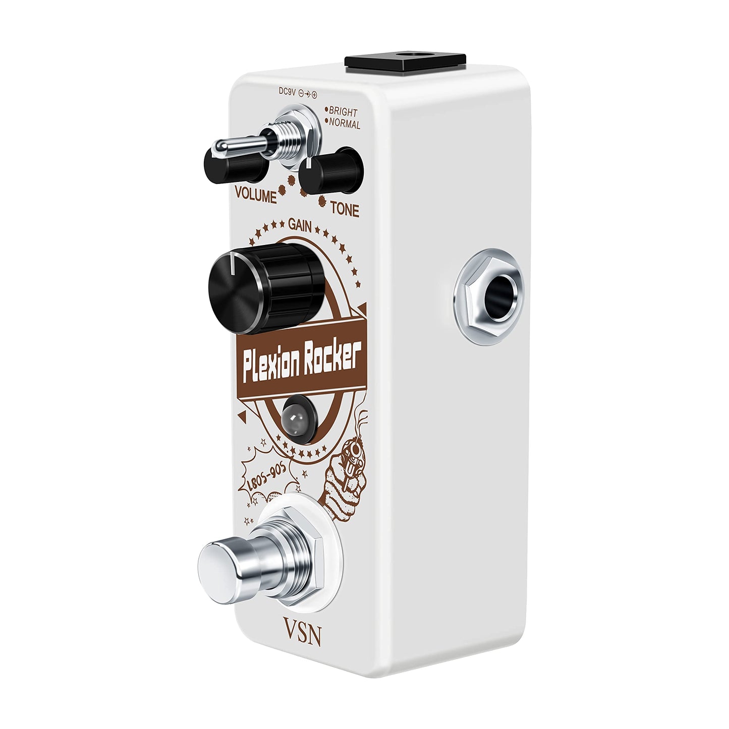 Pedal de Distorsión VSN Plexion Efecto para Guitarra Bajo con Modos Brillo Normal True Bypass