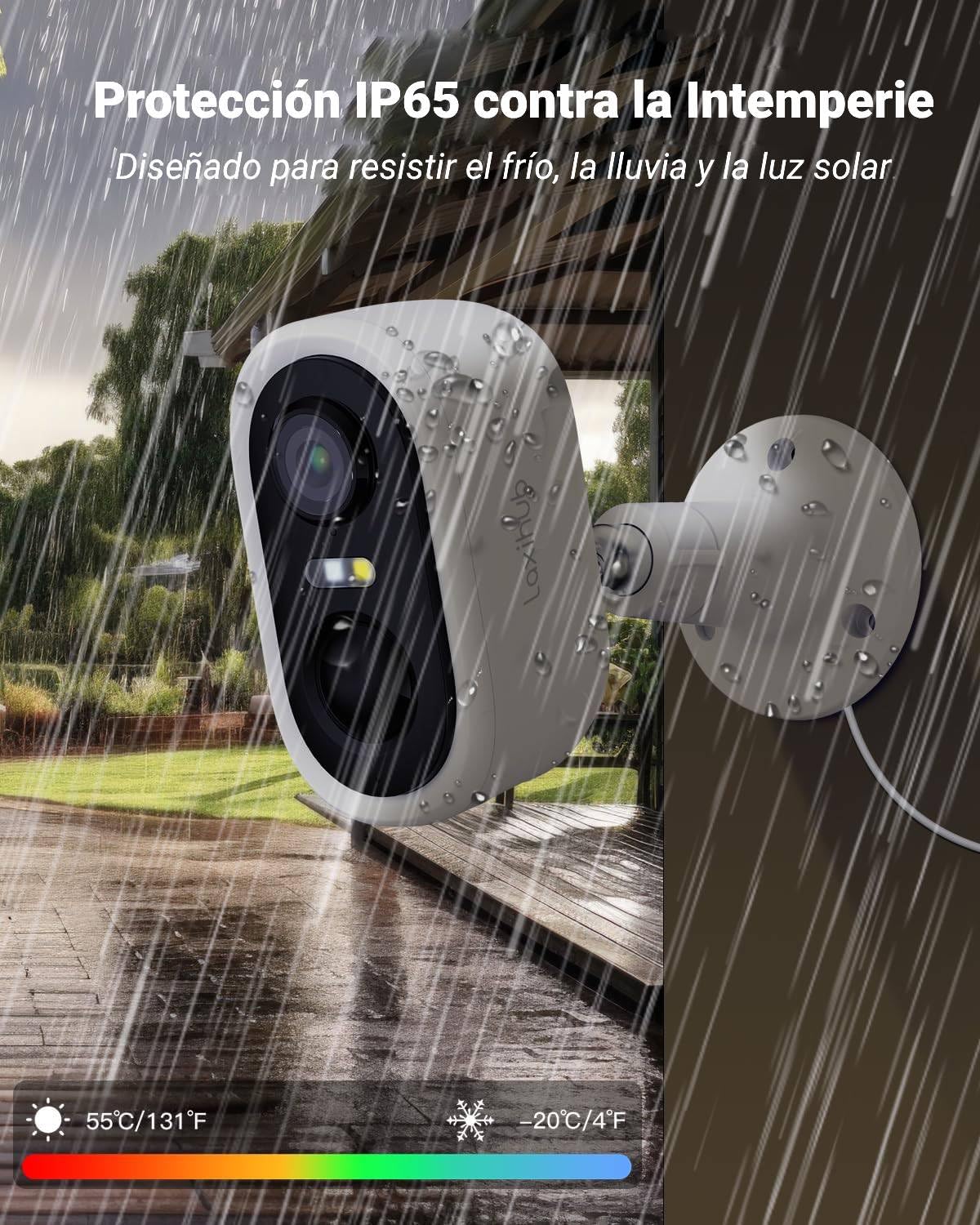 LAXIHUB W2 Cámara de Seguridad Recargble Inalambrica, Arenti APP 2K 3MP Camara Exterior Wifi con Visión Nocturna, Deteccion de Movimiento y Audio Bidireccional, IP65 Impermeable, Compartible con Alexa