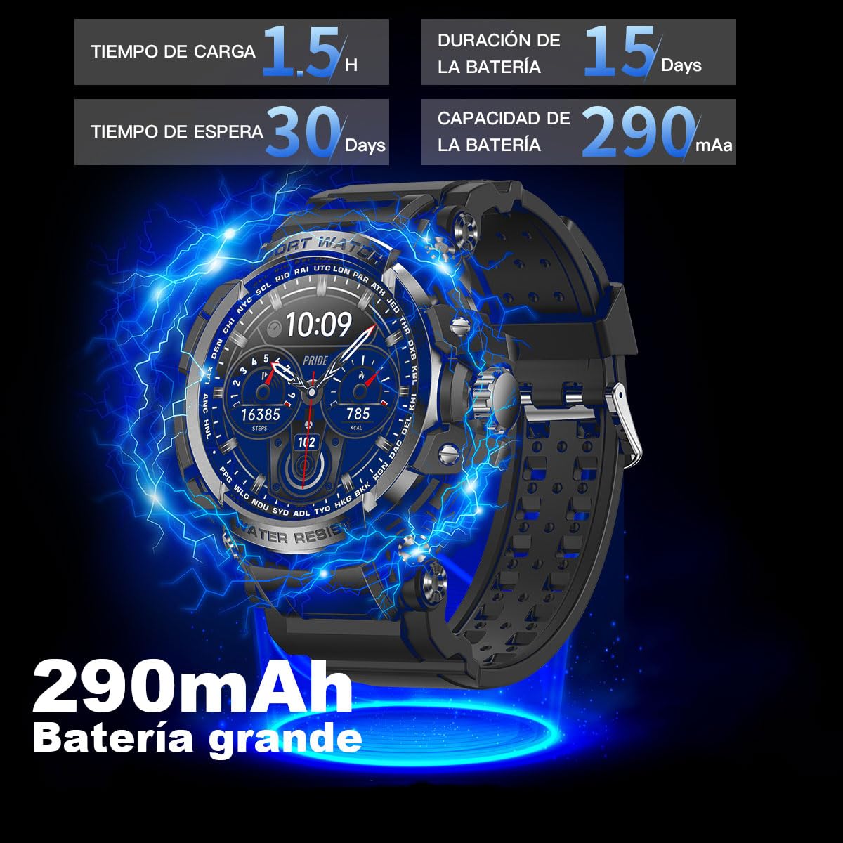 EASYTAO Smartwatch de Natación Impermeable IPX68, Reloj Inteligente de Llamada Bluetooth, Pantallas HD(360 * 360) con Monitor de Frecuencia Cardíaca/Oxígeno en Sangre/Presión Arterial, GPS