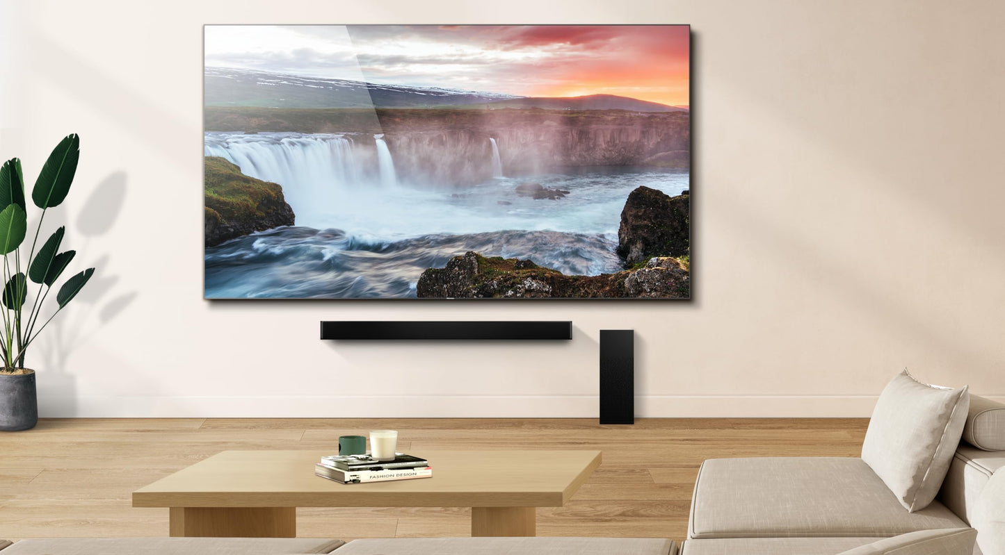 Hisense HS2100 Barra de Sonido de 2.1 Ch 240W con subwoofer inalámbrico - DTS Virtual X, Ezplay, 7 Modos EQ, HDMI eARC, Bluetooth (Modelo 2023)