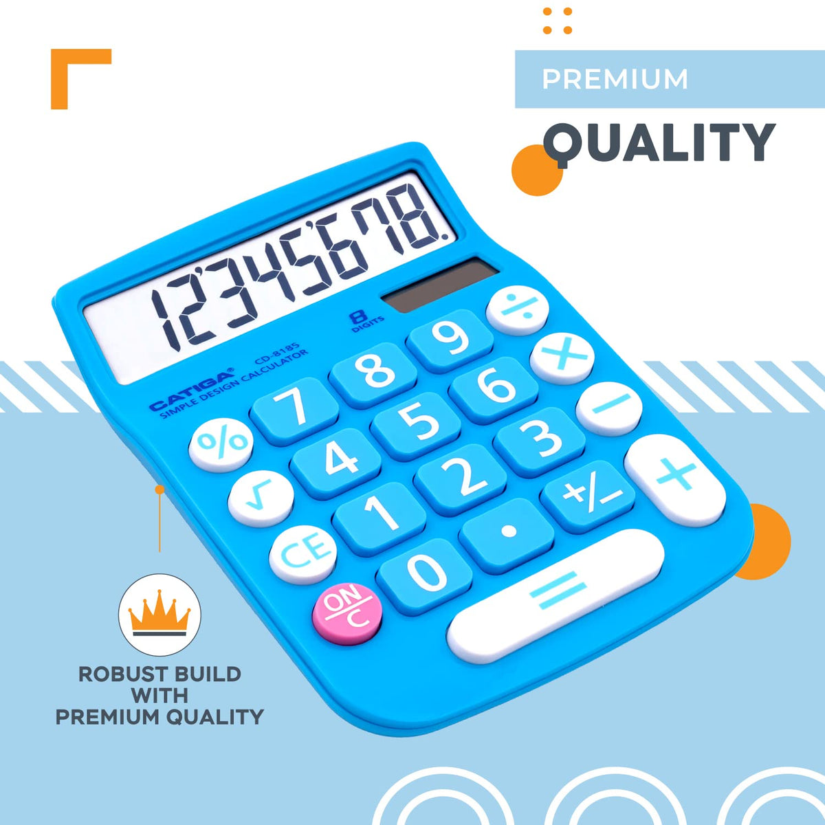 Calculadora CATIGA Solar Digital LCD Botones Grandes 8 Dígitos para Hogar, Oficina y Escuela