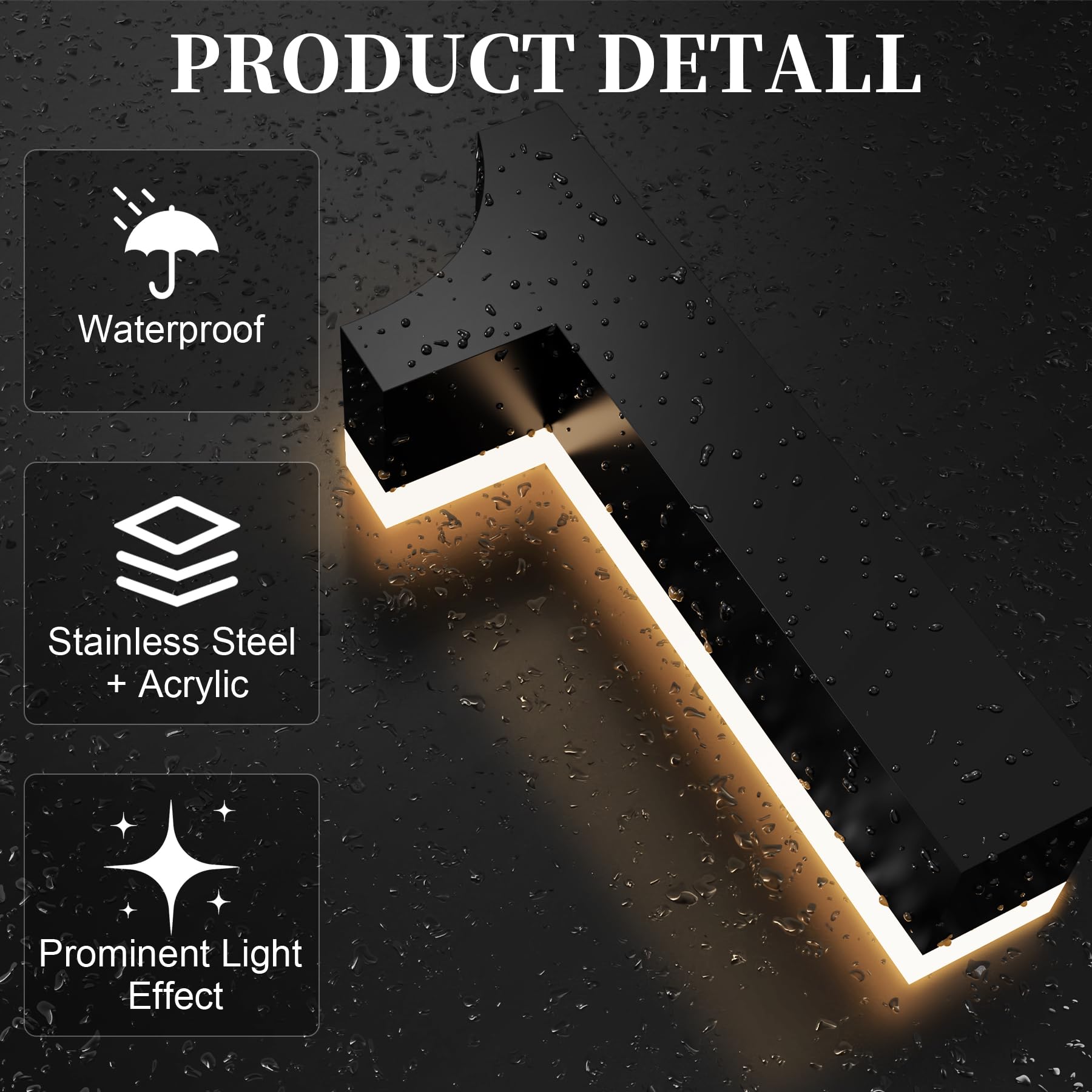 Números de Casa MIDIT Acero Inoxidable LED Retroiluminados Impermeables de 7 Pulgadas