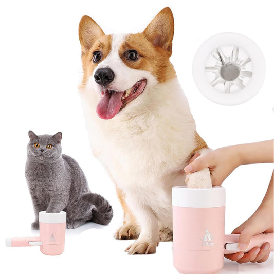 Lavadora de Patas de Perro, Cepillo para Perro, Limpiador de Patas para Perro, Taza de Cepillo de Limpieza de Lavado con cerda de Silicona Suave, para Aseo Pies de Perros Viaje Hogar (Rosa)