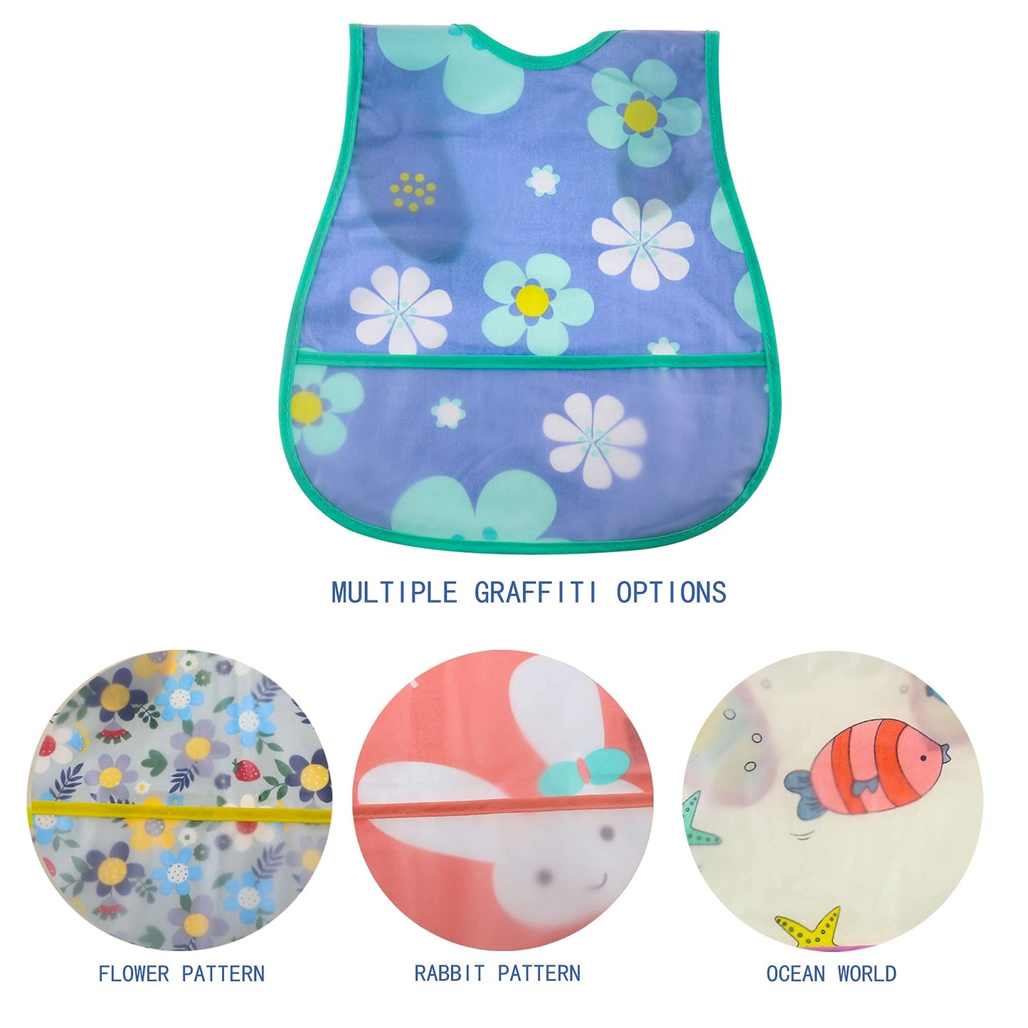 (Red) - Baby Waterproof Bib with Crumb Catcher Pocket, Comfortable Soft Adjustable Snaps Feeding Bibs for Infants and Toddlers (Watermelon)