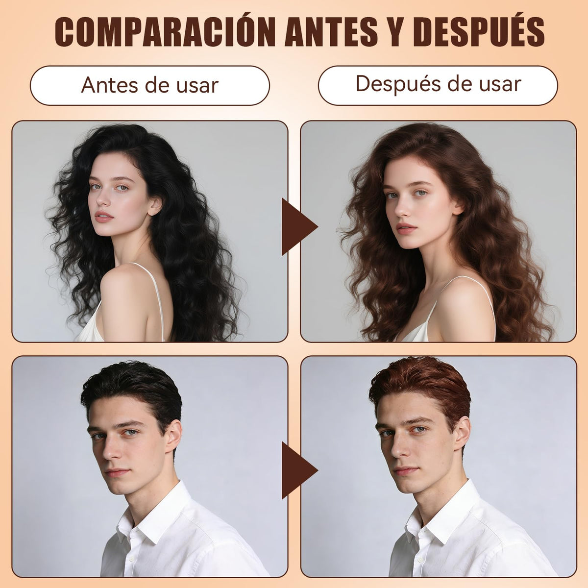 Marrón Castaño Hair Dye Shampoo, Shampoo Hair Dye, Champú Tinte Instantáneo 4 En 1, Suave y delicado, Cobertura de Canas, larga duración, Adecuado Para HombresY mujeres(Marrón castaño)