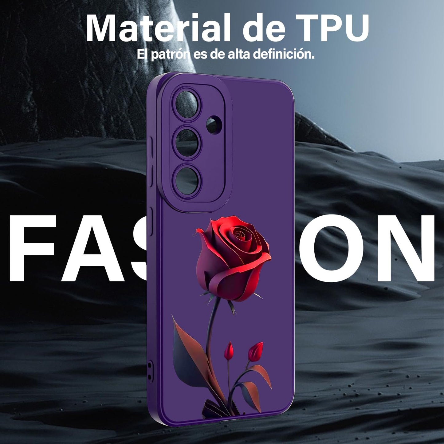 Threehao Funda para Samsung Galaxy S24 Case Uso Rudo, Ultra Delgado Flexible Silicona Púrpura Carcasa con Aesthetic Dibujos Flores, Antigolpes Anti-arañazos Protectora