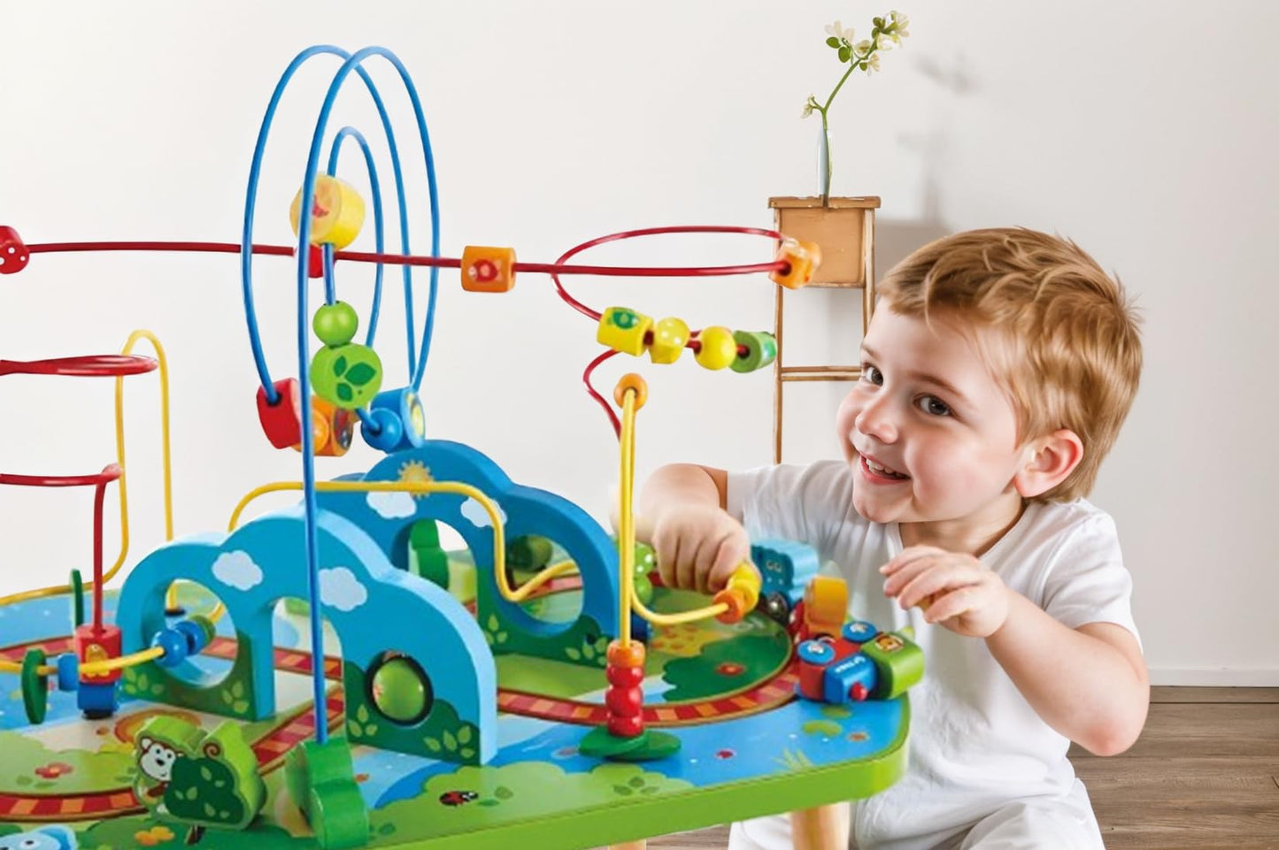 Mesa de Juego Hape Azul con Pista de Tren y Laberinto para Bebés 18M+