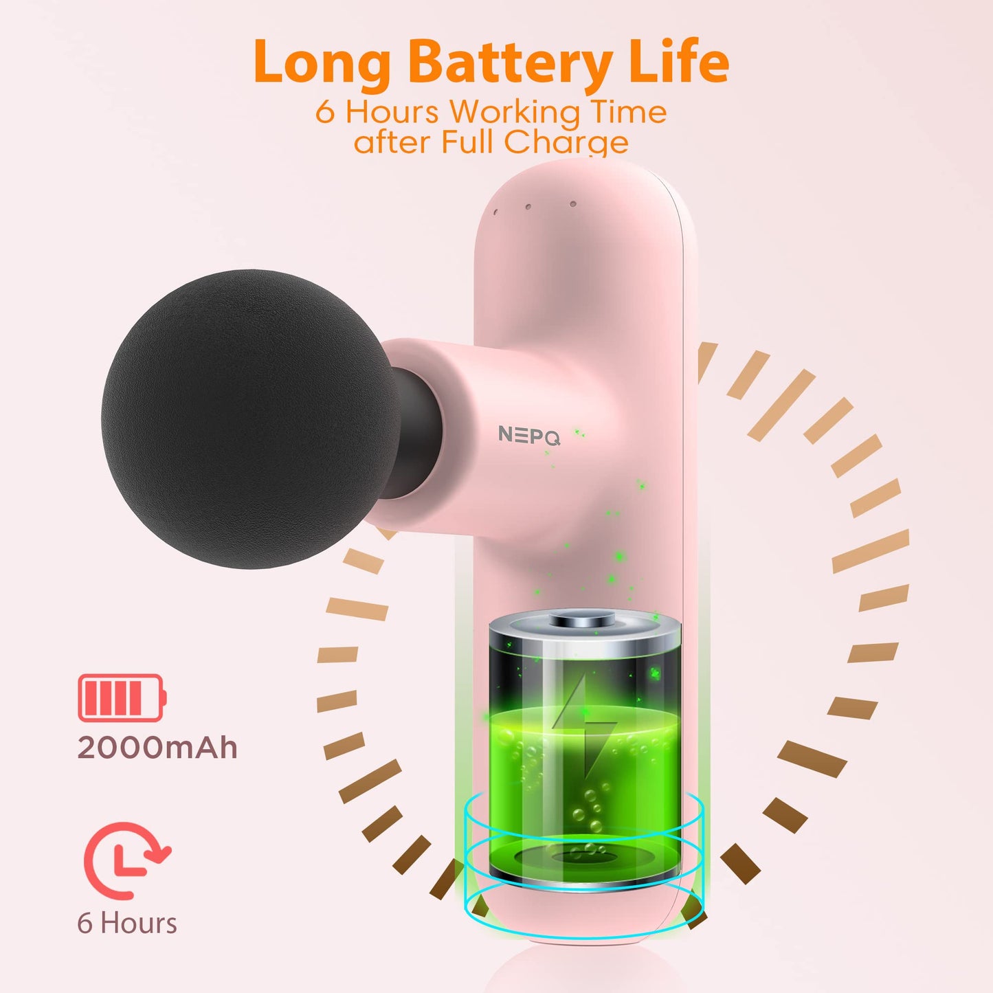 NEPQ Mini pistola de masaje, pistola facial SK6 portátil de percusión de tela profundo, masajeador muscular de espalda y cabeza para aliviar el dolor con 4 cabezales de masaje, 4 velocidades, vibración de alta intensidad recargable (rosa)