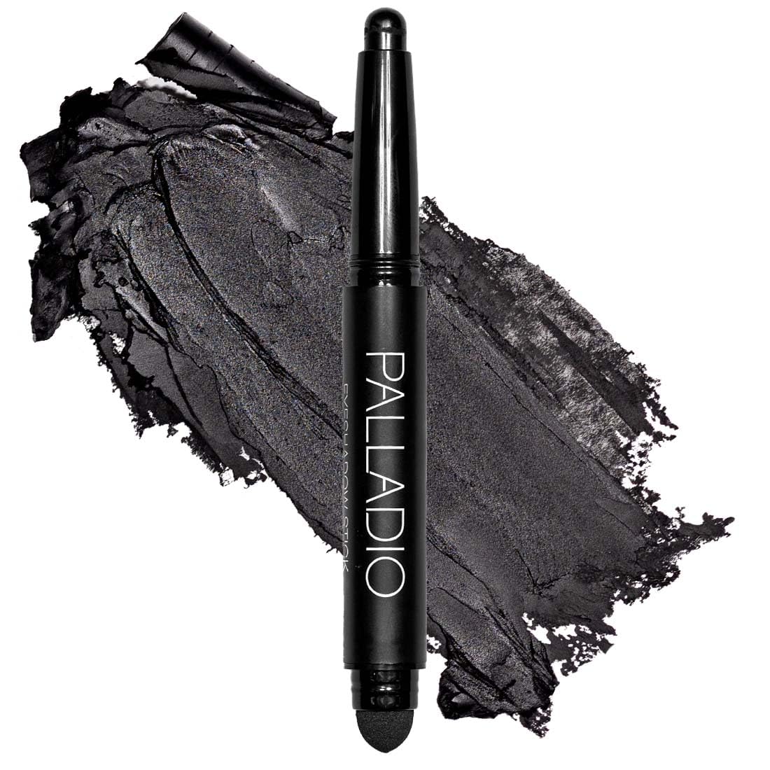 Palladio Barra de sombra de ojos impermeable con esponja mezcladora, aplicación duradera y sin esfuerzo, Matte Black