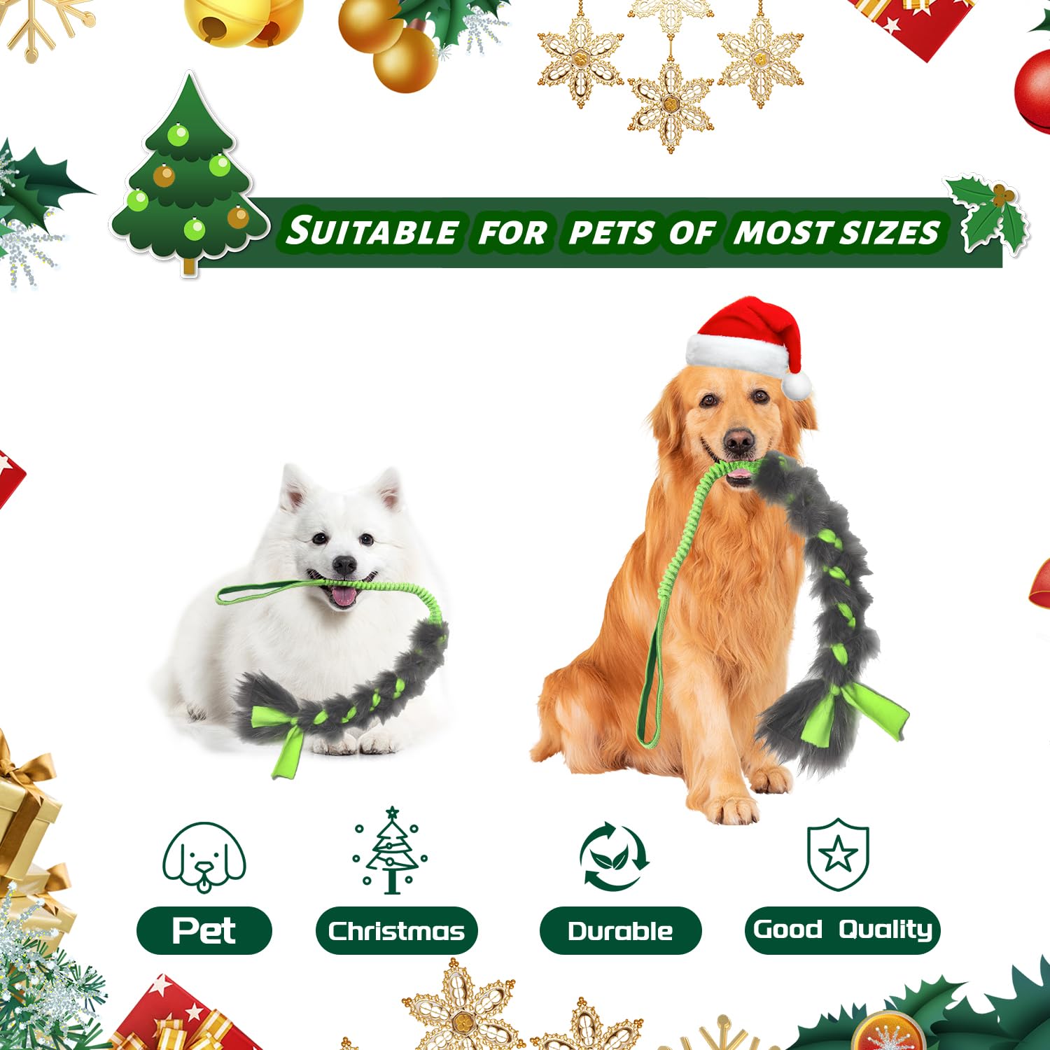 Juguetes de Cuerda Wodoca Rojo para Perros Grandes, Juguetes Masticables para Entrenamiento de Navidad
