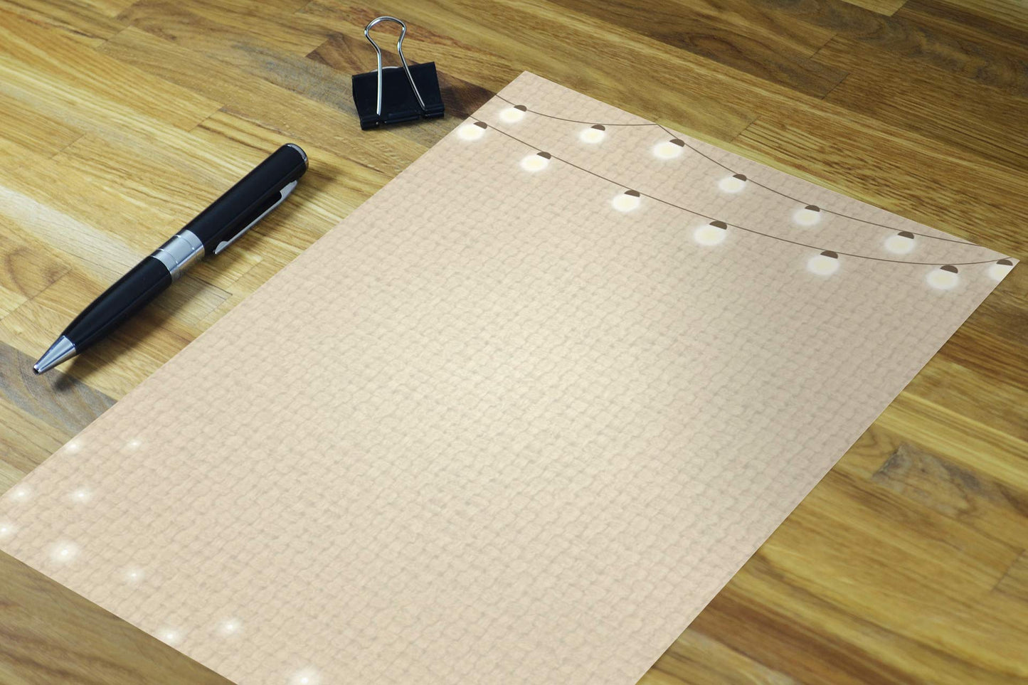 Stonehouse Collection | Papelería rústica | Papel de membrete rústico | 8.5 x 11 | Hecho en Estados Unidos | 60 hojas | Cadena de listones (tiras de luces)