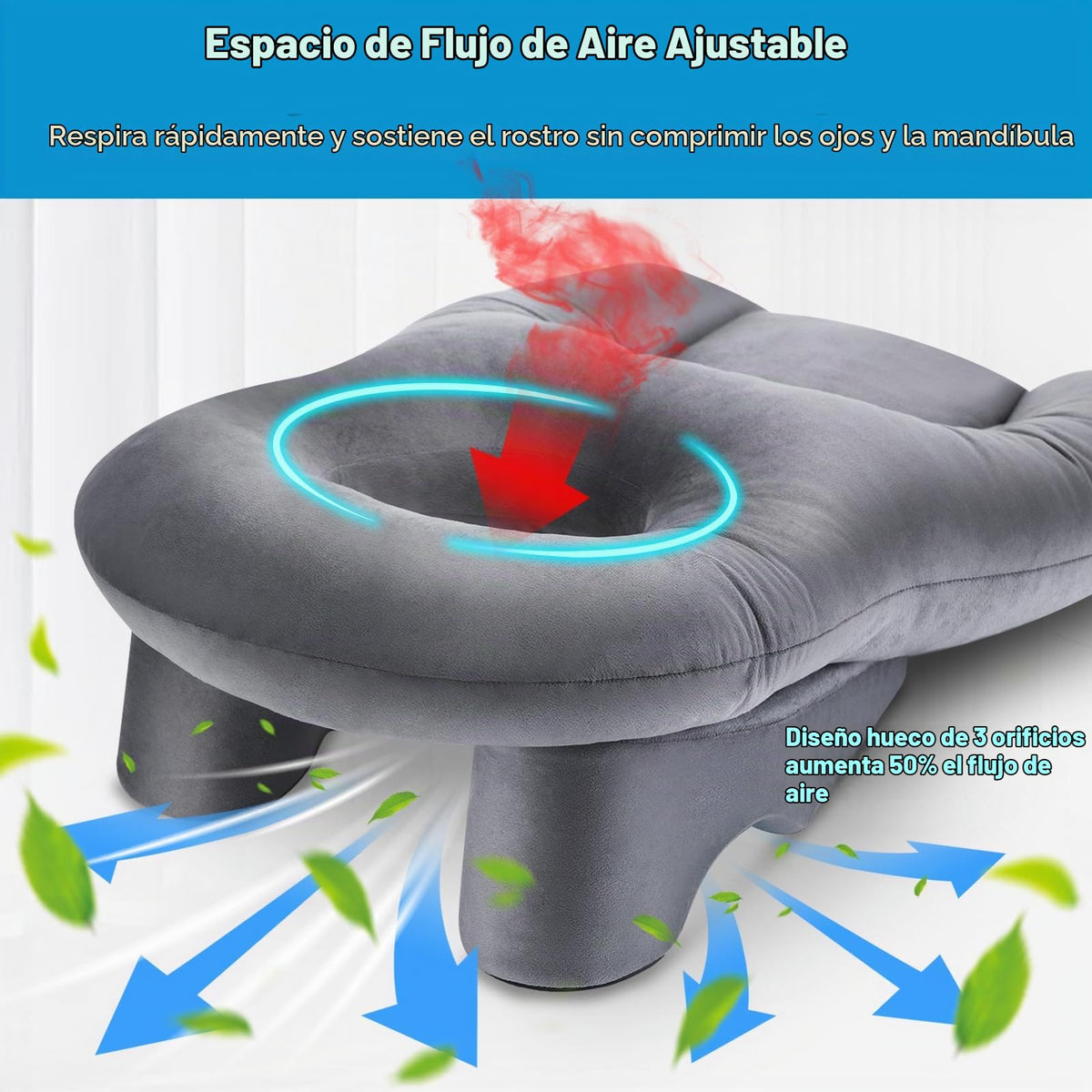 Almohada Morelexa Blanca Mejorada con 3 Rejillas de Ventilación para Cirugía Ocular o BBL