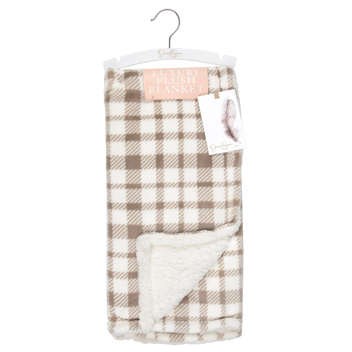 Jessica Simpson - Manta de terciopelo de lujo con estampado de felpa para recién nacidos, bebés y niños pequeños (cuadros topo)