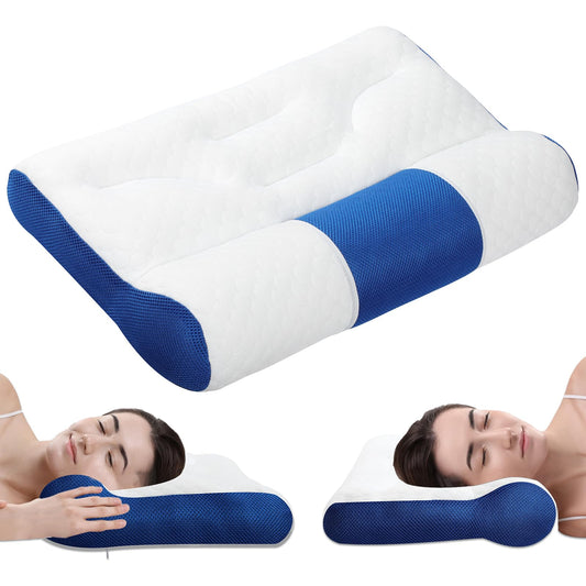 FUWEN Almohada Cervical Ortopedica, Almohada Ortopedica Cervical para Dormir Alivia el Dolor de Cuello, Almohada Ergonómica para Personas, Almohadas para Cuello, Ultra Suave y Comoda, Ayuda a Dormir