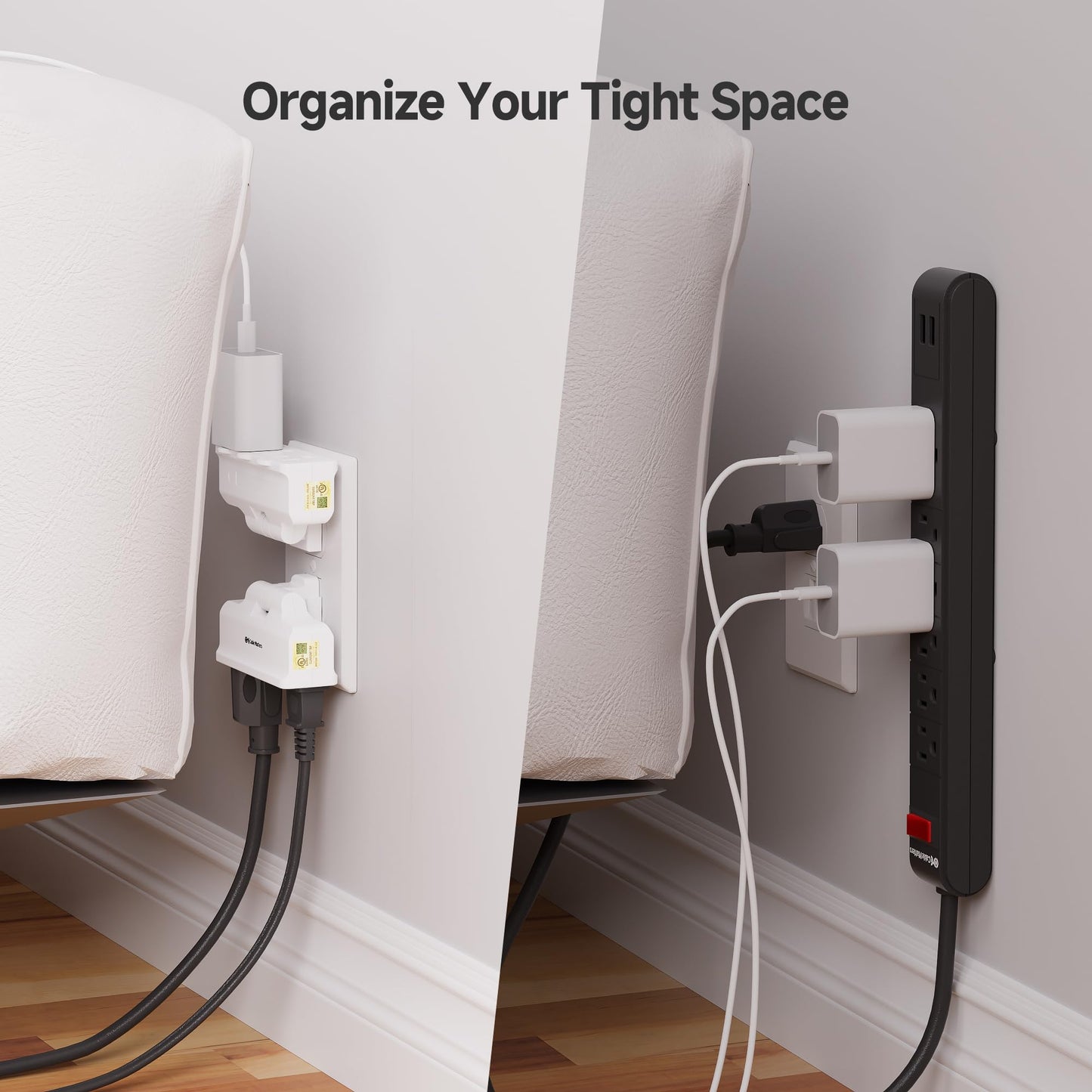 Cable Matters - Juego de 2 salidas de pared giratorios de 180 grados con 3 salidas