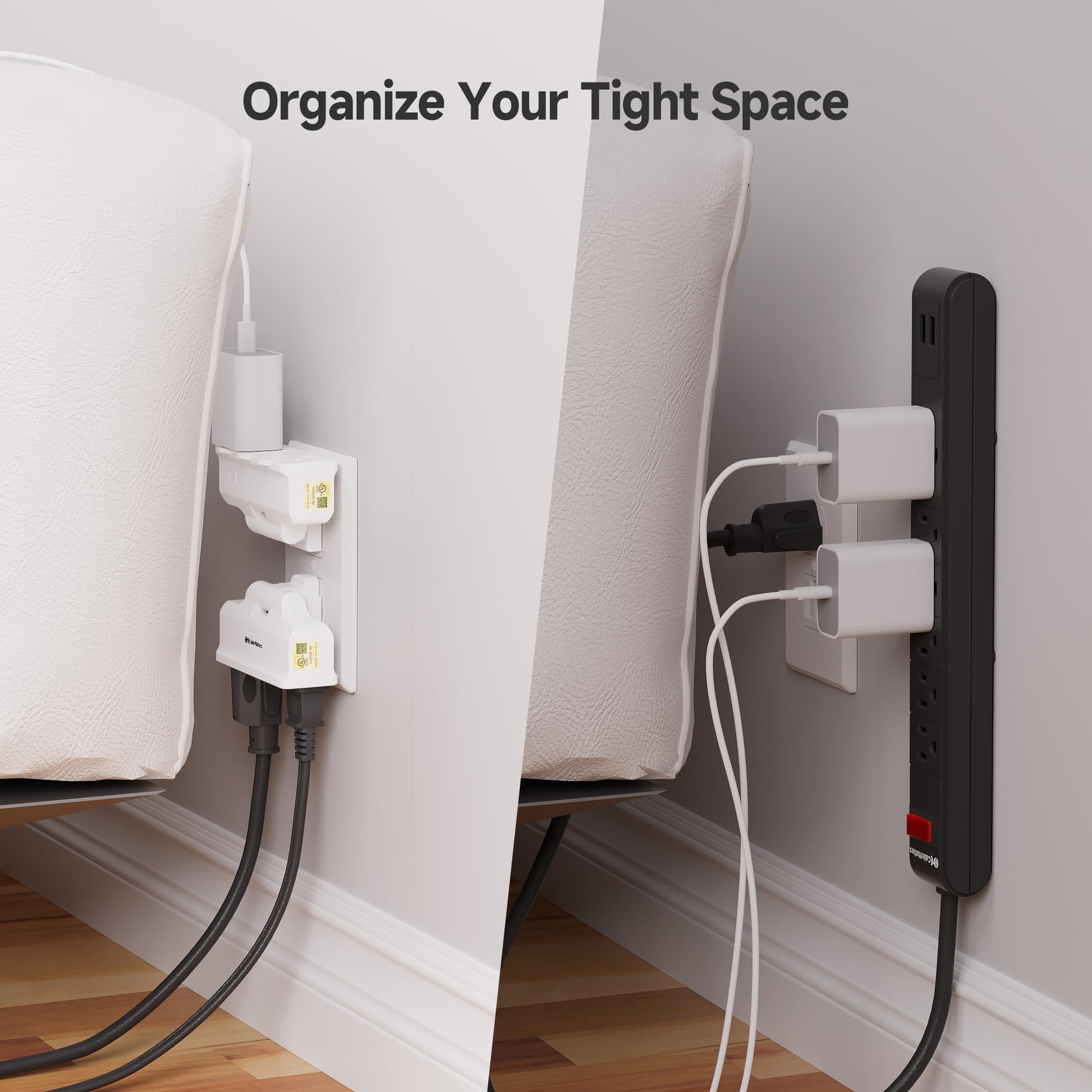 Cable Matters - Juego de 2 salidas de pared giratorios de 180 grados con 3 salidas
