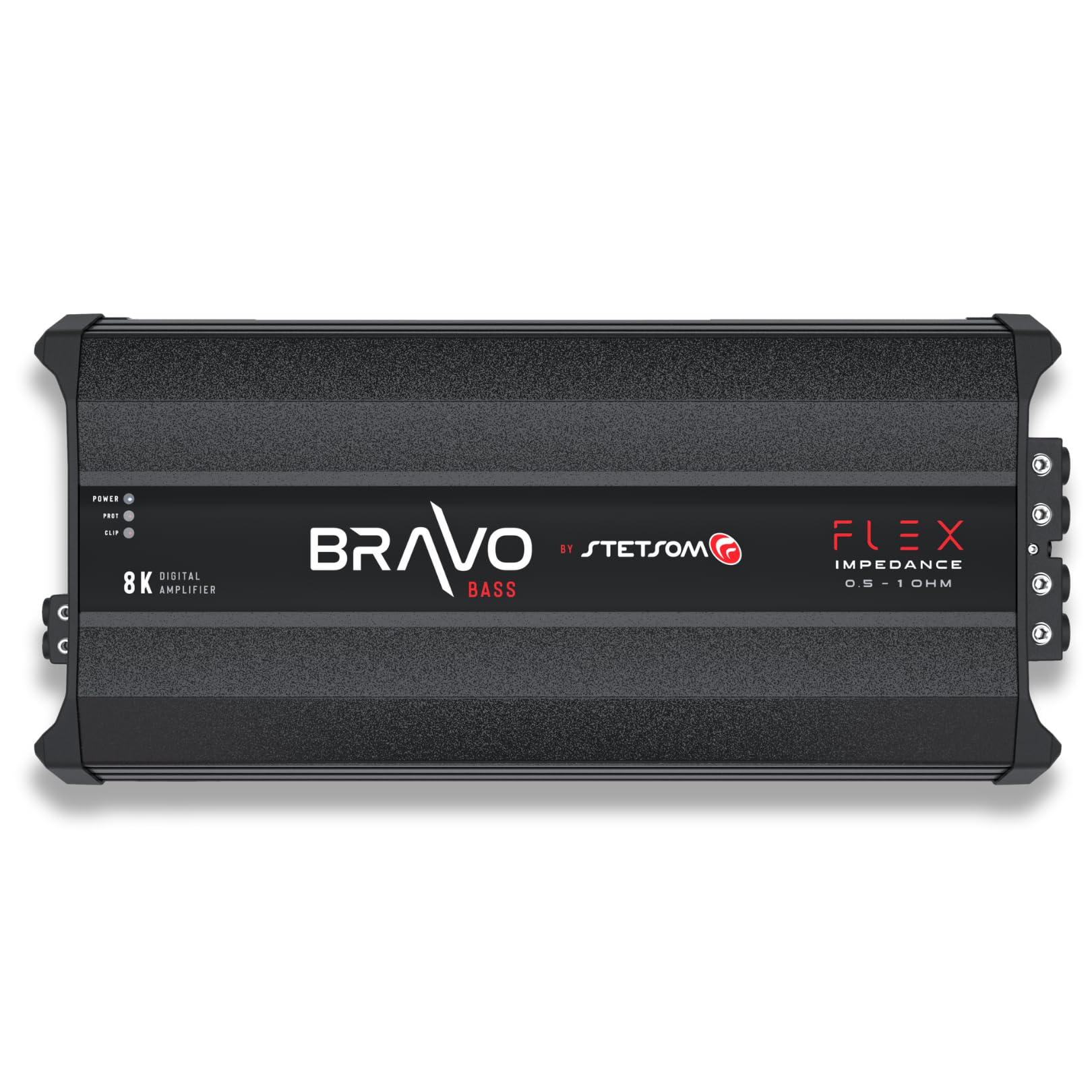 Amplificador de Audio Clase D Stetsom Bravo BASS Flex 8000 Vatios para Coche con Sistema de Impedancia Automática Monobloque Subwoofers