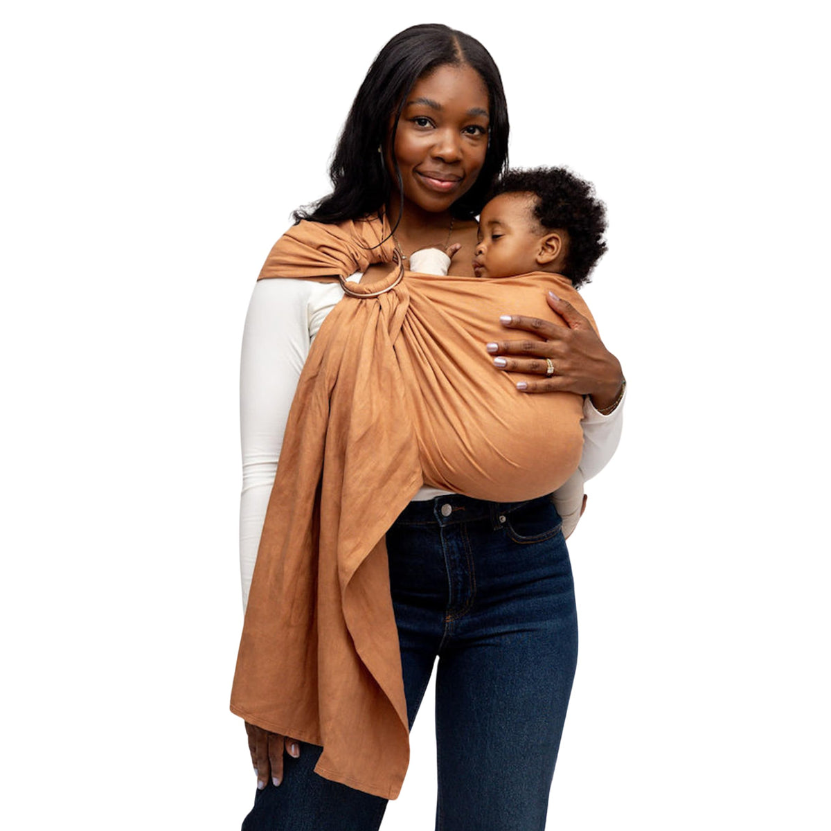 WildBird - Portabebés con forma de anillo para recién nacidos hasta 35 libras, para mamás, papás y cuidadores, fibras de lino europeas 100% naturales, versátil y ajustable, tamaño de 90 pulgadas, tela