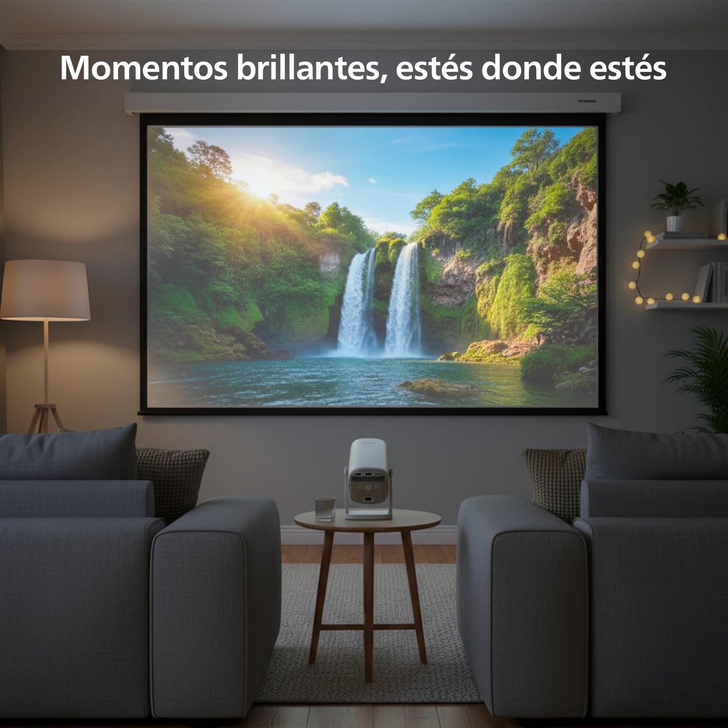 Philips, Neopix 244 - Proyector de cine en casa, Full HD 1920 x 1080p, 250 lúmenes, fuente de luz LED, sonido estéreo 2 x 3 W, color gris