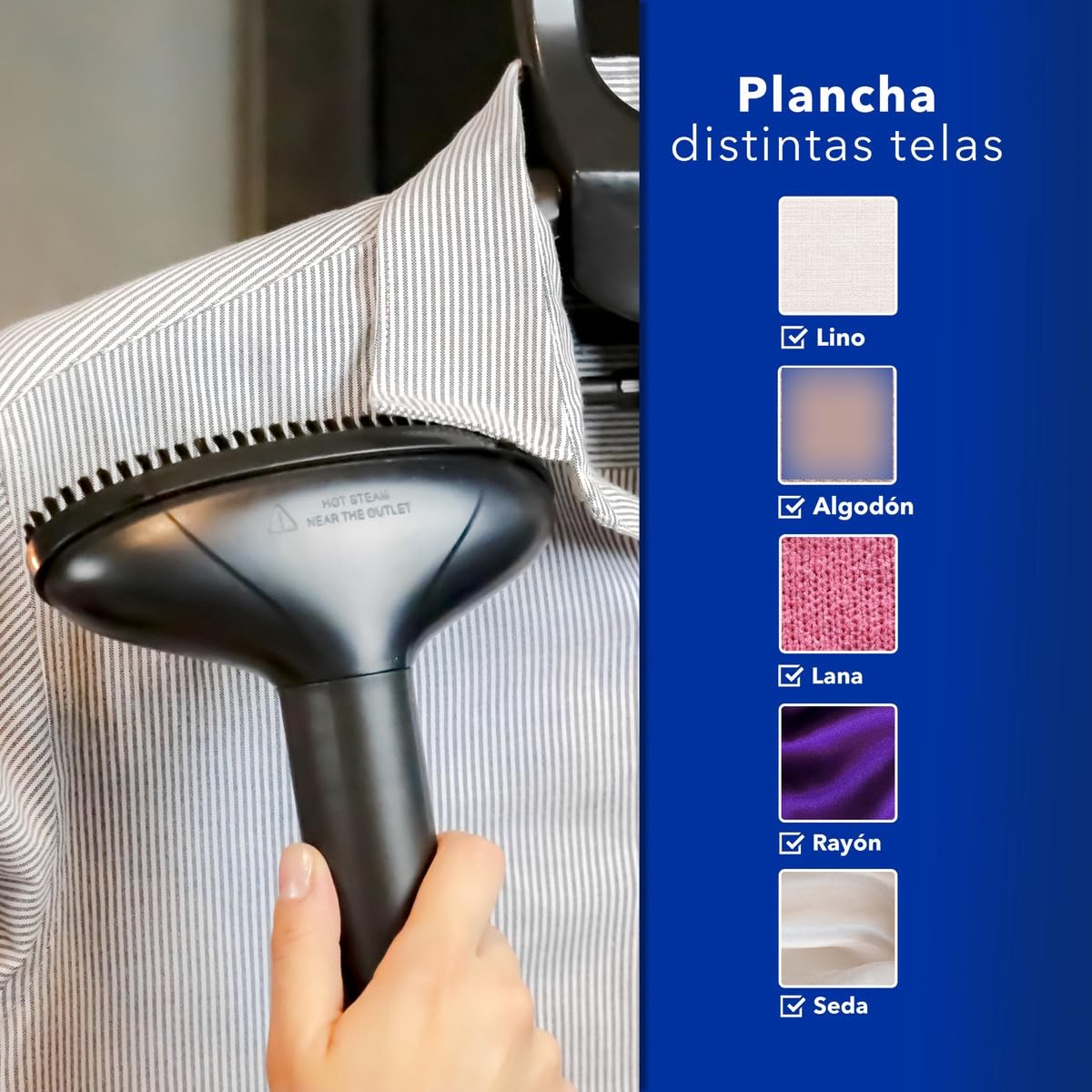 Plancha de Vapor Vertical RCA morada Capacidad 1.3 Litros con Tubo Ajustable y Vapor Continuo