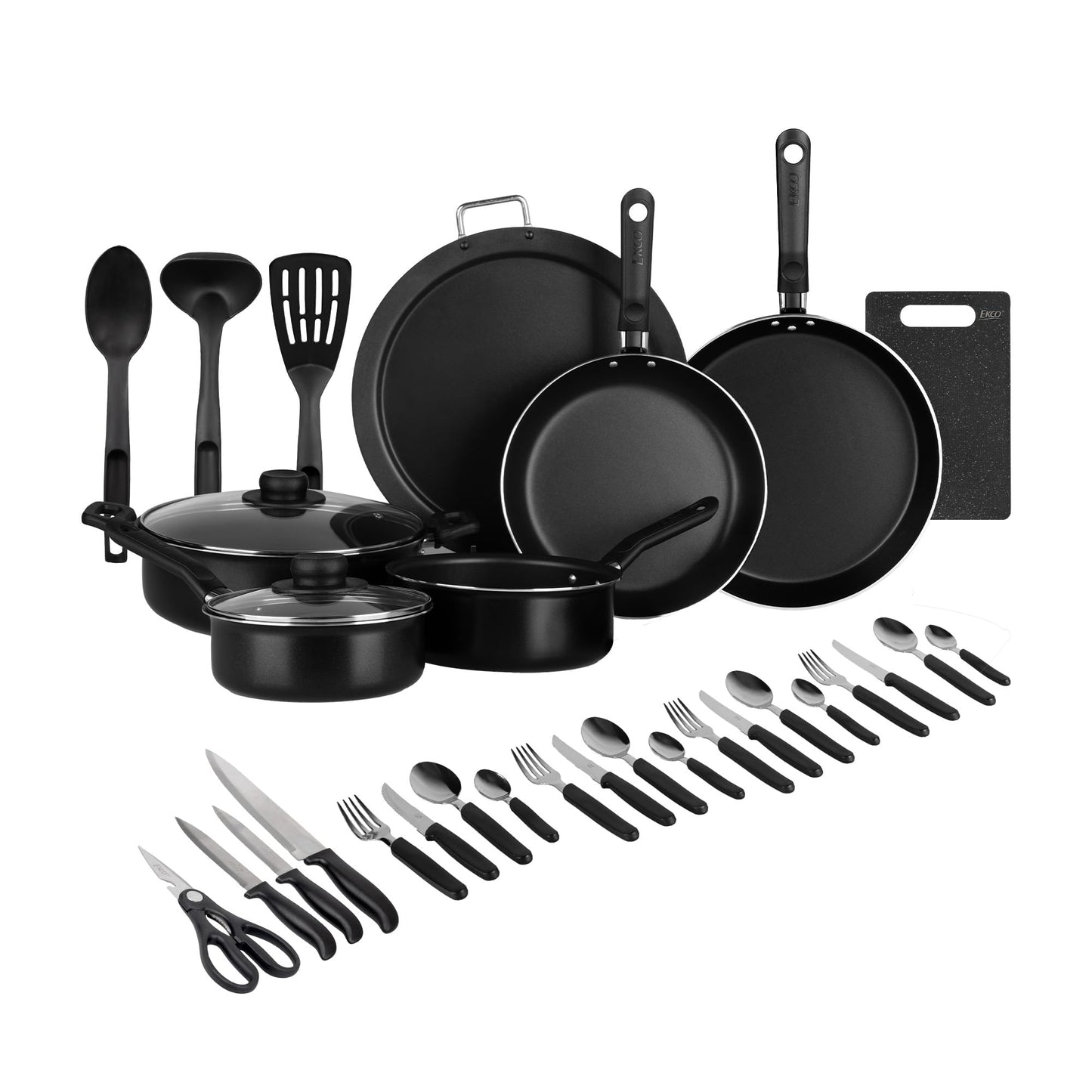 Batería de Cocina Ekco Negro Antiadherente 32 Piezas