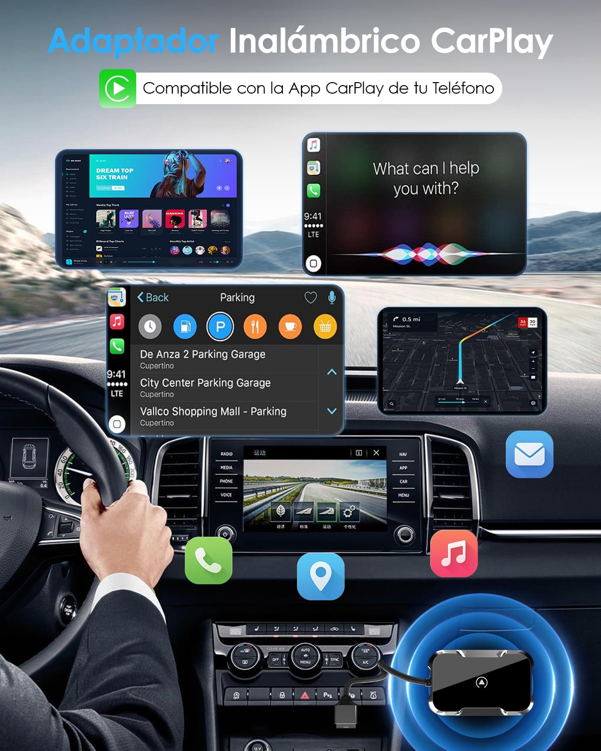 Adaptador CarPlay Inalámbrico NKMSAGE 2026 para Auto