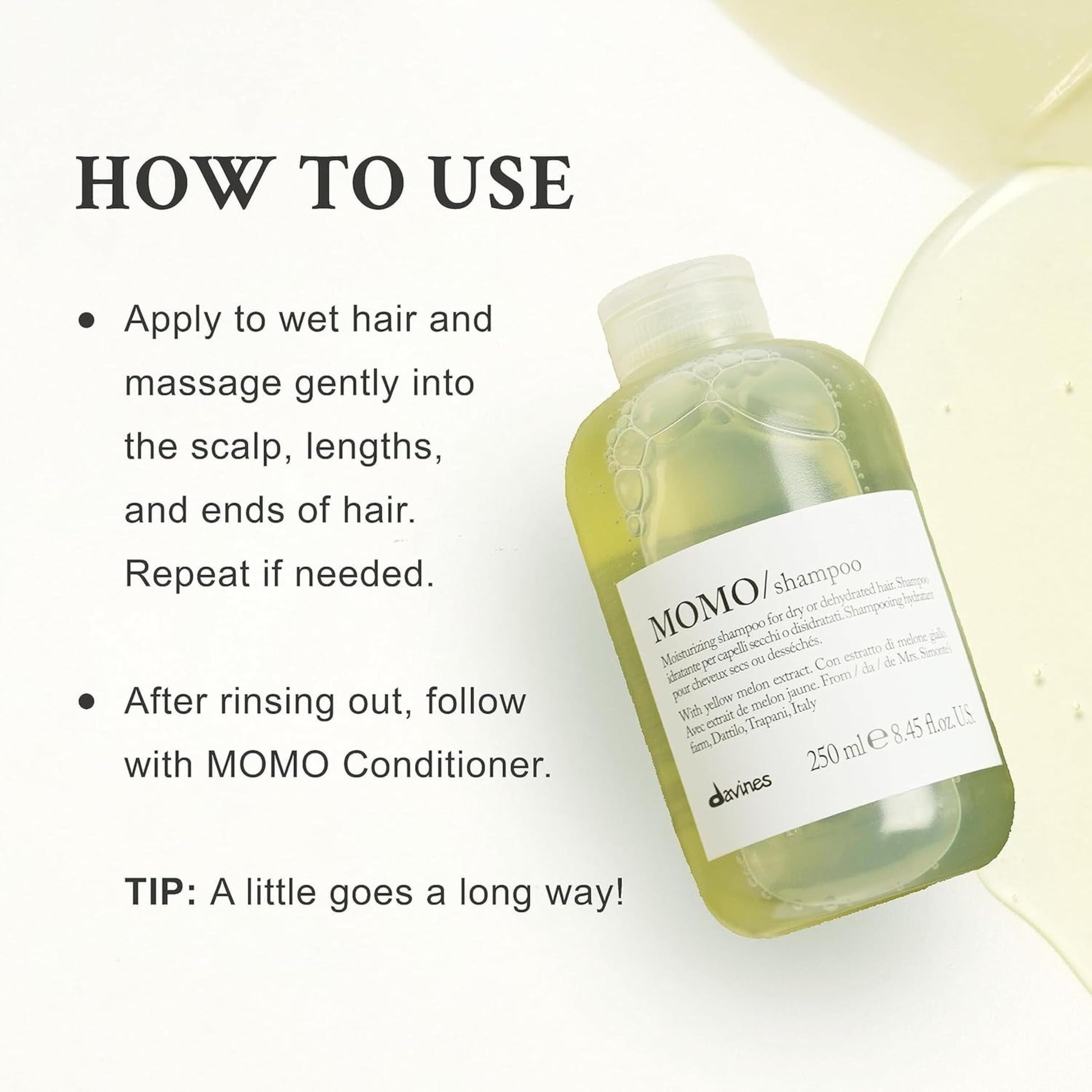 Davines Momo Moisturizing Shampoo for Dry and Dehydrated Hair, 8.45 Fl Oz