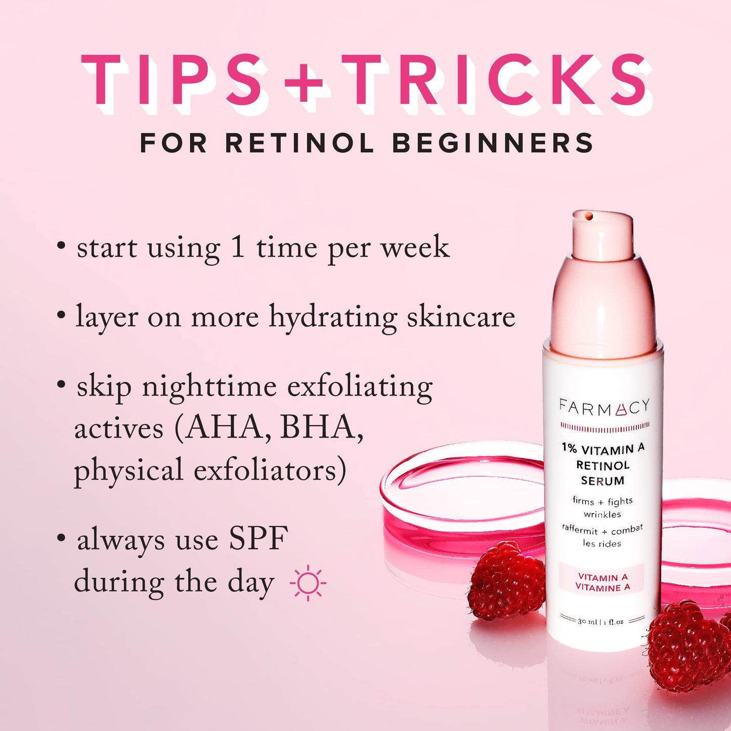 Farmacy YISHIQIFarmacy Retinol Serum for Face - 1% Vitamin A Anti Wrinkle Serum - Resurfacing Retinol Serum with 2 Retinoid Types - Formulated with Upcycled Ingredients