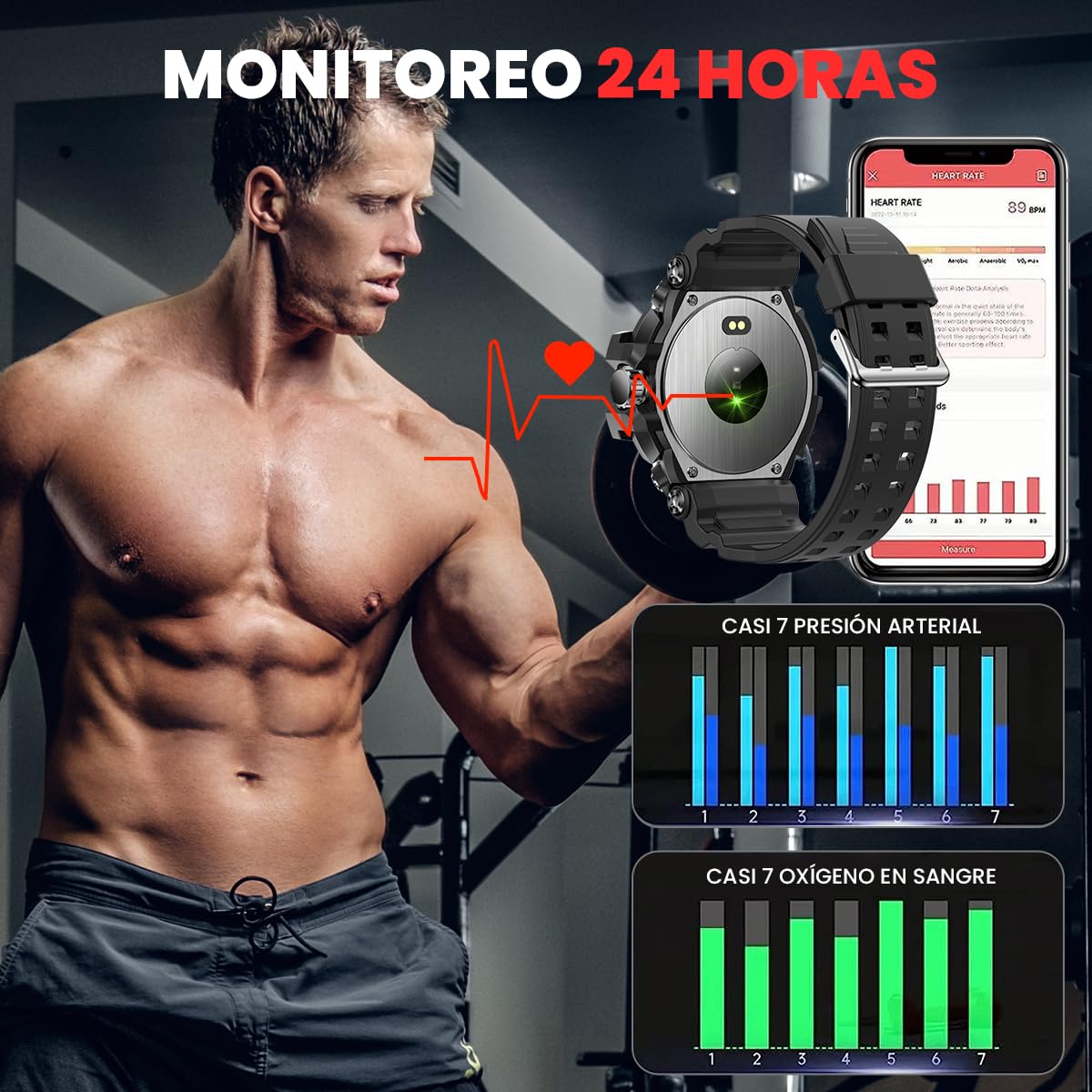 EASYTAO Smartwatch de Natación Impermeable IPX68, Reloj Inteligente de Llamada Bluetooth, Pantallas HD(360 * 360) con Monitor de Frecuencia Cardíaca/Oxígeno en Sangre/Presión Arterial, GPS