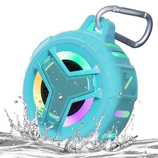 EBODA - Altavoz de ducha Bluetooth impermeable, IPX7, altavoces pequeños inalámbricos portátiles, flotantes, tiempo de juego 24 horas con luz RGB para kayak, playa, accesorios de piscina, regalos para