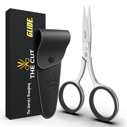The Cut Factory- 4" Top of The Line Facial Hair Scissors For Men Women - Eyebrow Scissors Grooming Scissors Mustache, Nose, Beard, Eyebrows, Eyelashes Hair Scissors (Bright Polished)