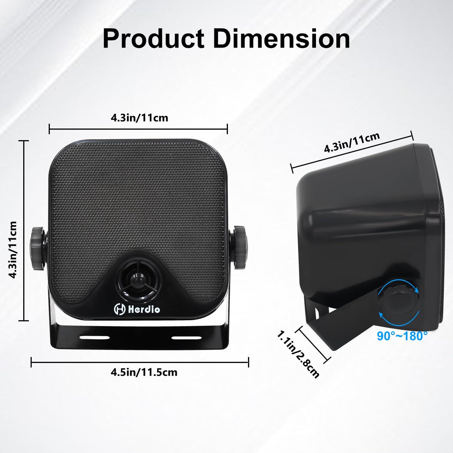 Herdio - Altavoces Bluetooth de 4 pulgadas, 240 W, impermeables, para carrito de golf, ATV, UTV, RZR, caravana, tractor, camión, jeep, patio, Powersports, 2 pares (negro)
