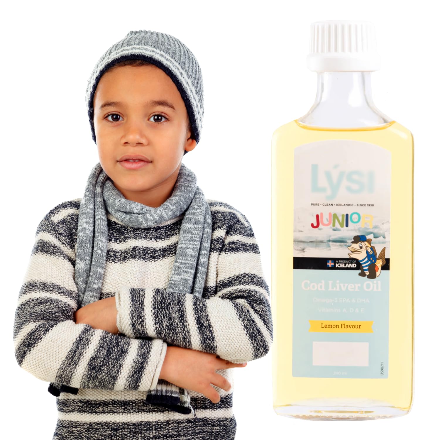 Suplemento Nutricional de Aceite de Bacalao para Niños - Refuerzo Inmunológico y Óseo con Omega-3 y Vitaminas - Sabor a Limón - 240ml