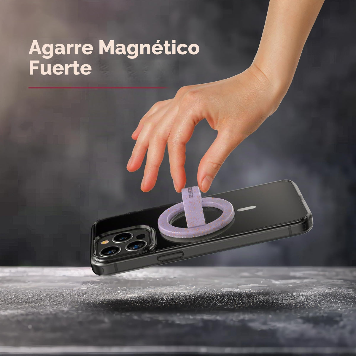 Soporte Magnético para Teléfono con Anillo Morado Purpurina Compatible con MagSafe
